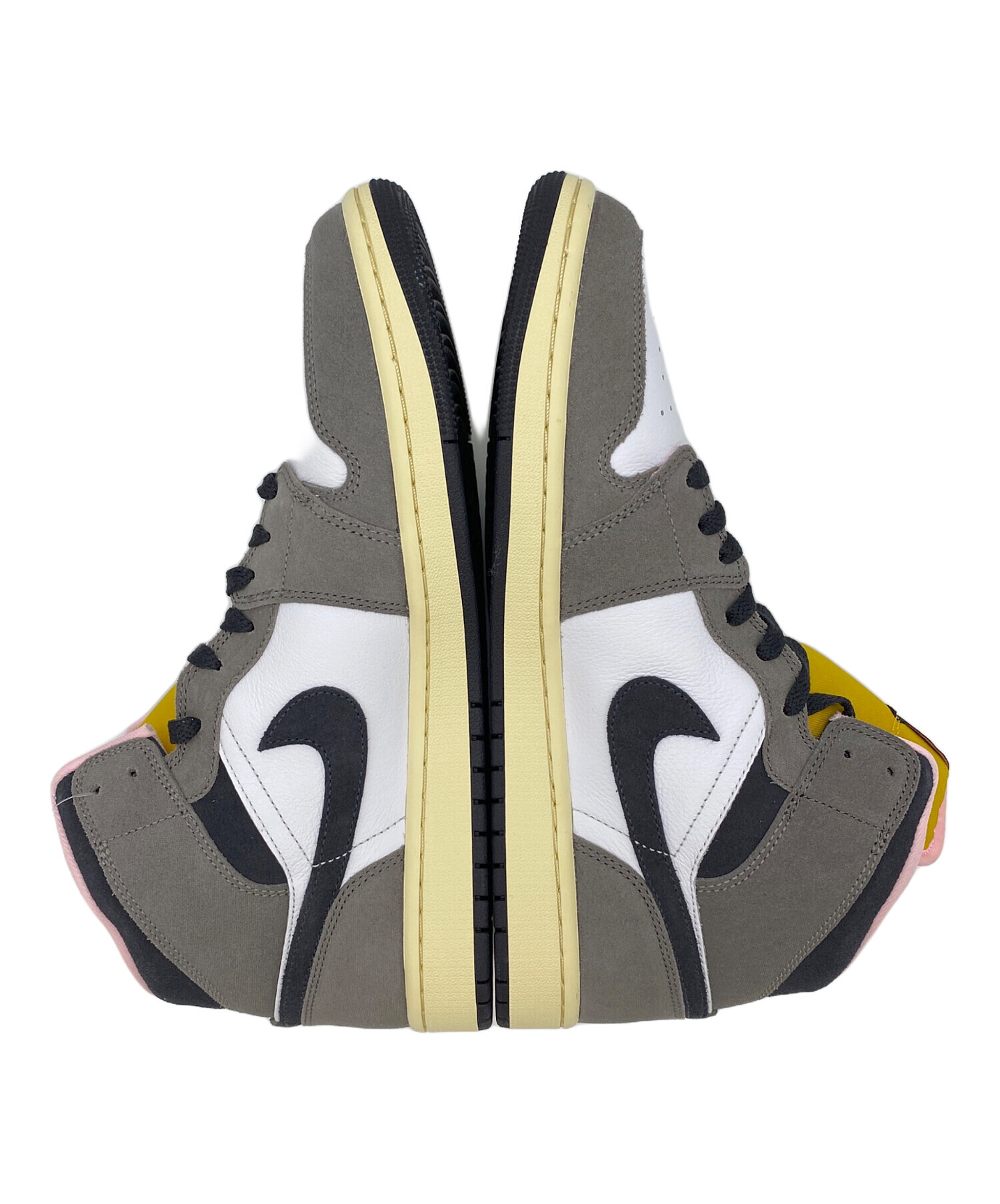 NIKE ナイキ スニーカー 27cm 黄x紺xグレー 【古着】【中古】 中古・古着通販】NIKE (ナイキ) AIR JORDAN 1 MID グレー×ピンク
