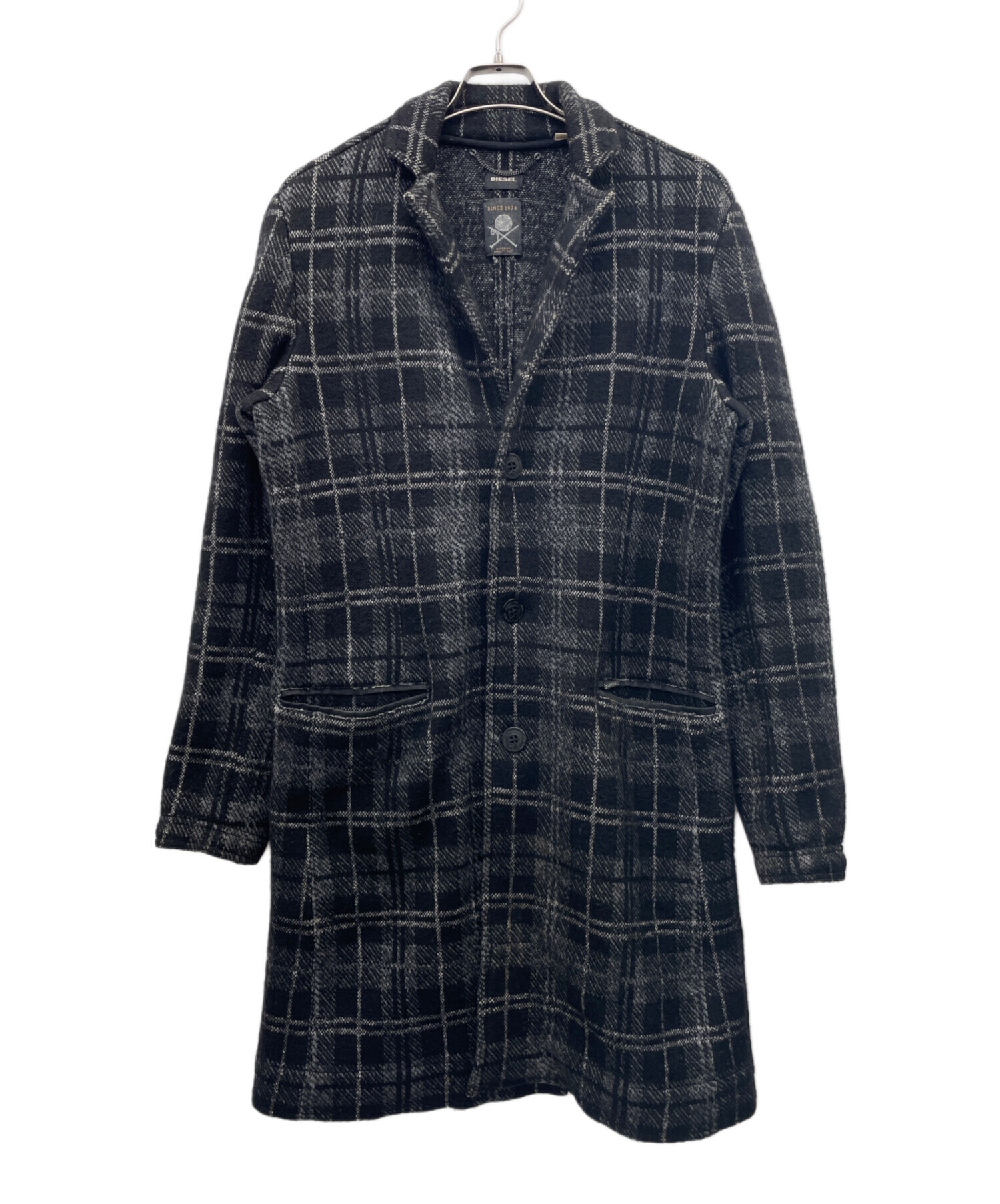 DIESEL/ディーゼル チェスターコート ブラック 中古・古着通販】DIESEL (ディーゼル) ボアカラーチェスターコート