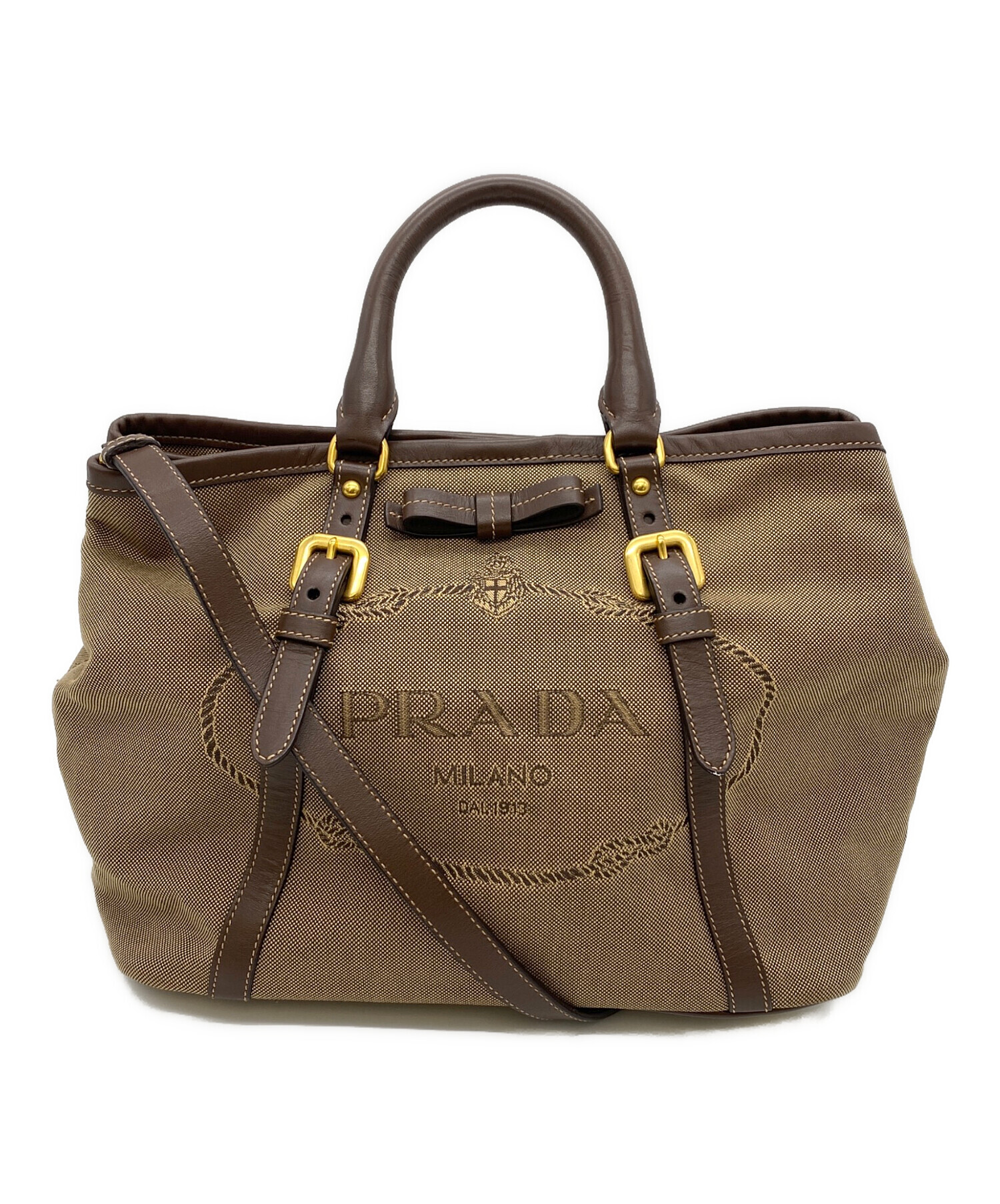 中古・古着通販】PRADA (プラダ) ハンドバッグ ベージュ｜ブランド