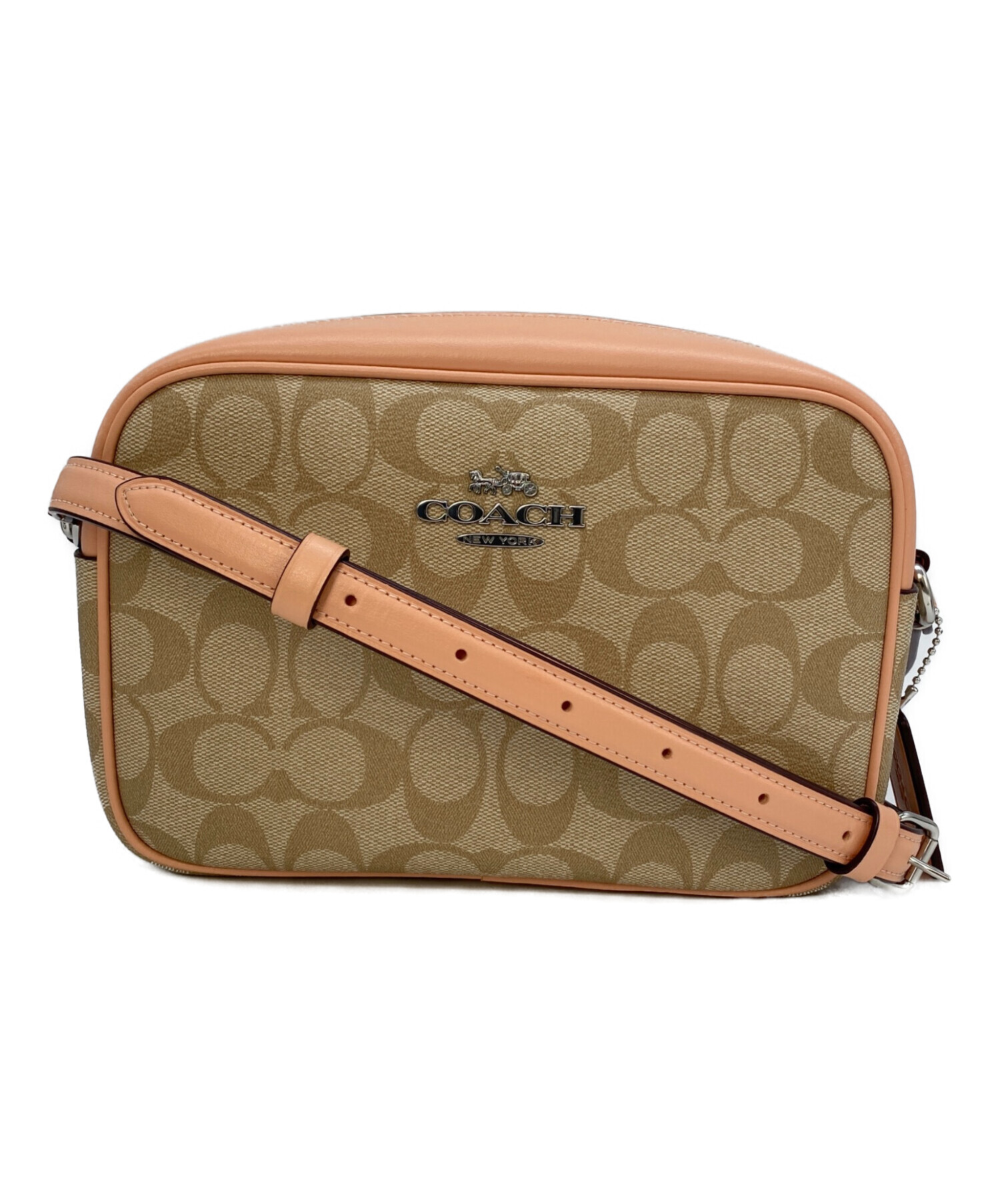 COACH コーチ シグネチャー柄 ショルダーバッグ ピンク ベージュ11905 中古・古着通販】COACH (コーチ) ショルダーバッグ ピンクベージュ
