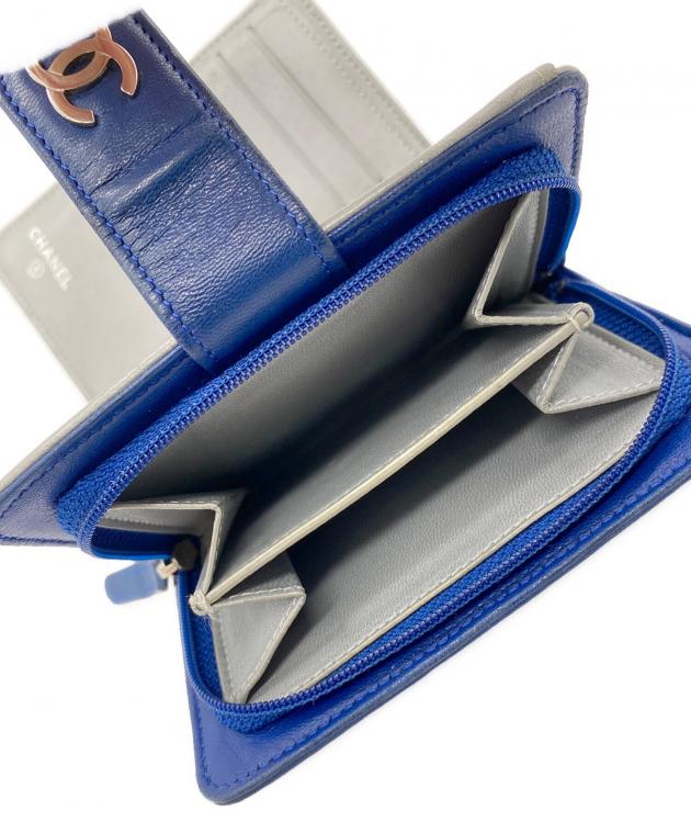 中古・古着通販】CHANEL (シャネル) 2つ折り財布 カメリア ネイビー