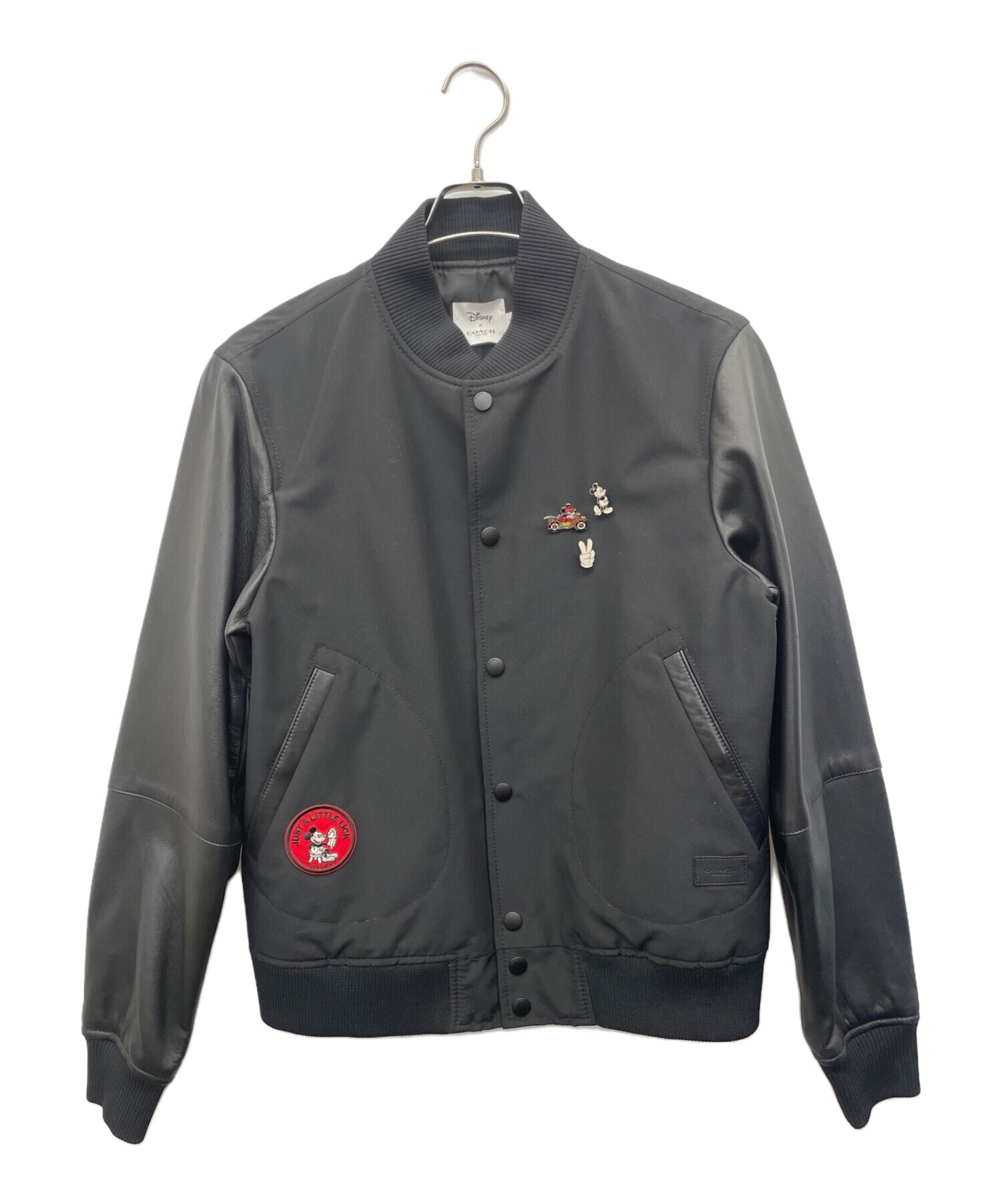 コーチ スタジャン Lサイズ相当 ラムレザー 切替 ジャケット ブルゾン 黒 中古・古着通販】COACH (コーチ) 切替ブルゾン ブラック サイズ:M