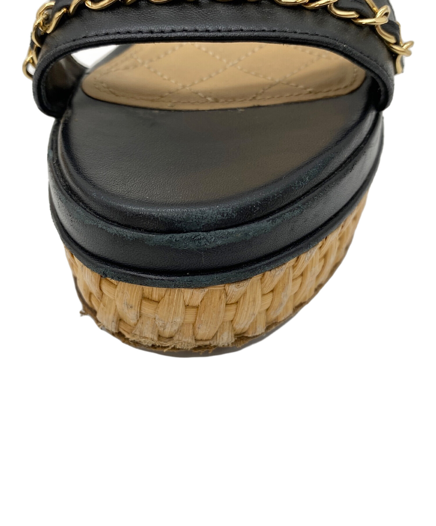 中古・古着通販】CHANEL (シャネル) ウェッジソールサンダル ブラック