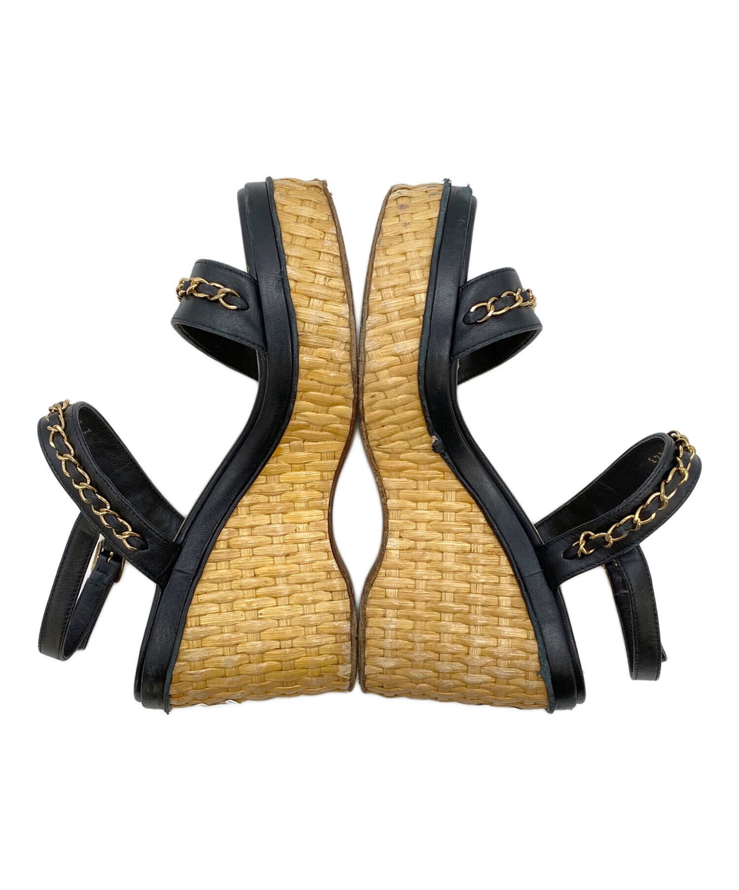 中古・古着通販】CHANEL (シャネル) ウェッジソールサンダル ブラック