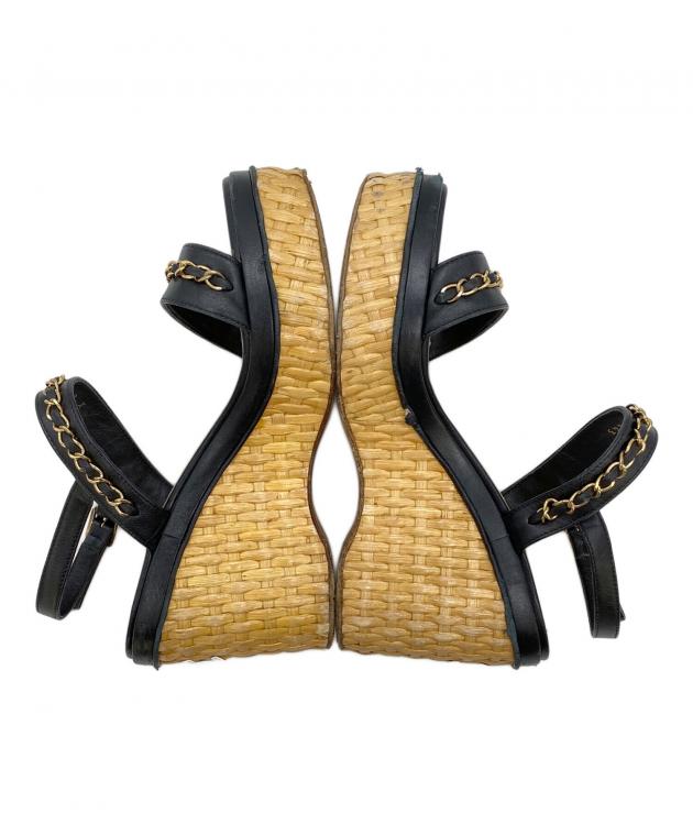 中古・古着通販】CHANEL (シャネル) ウェッジソールサンダル ブラック