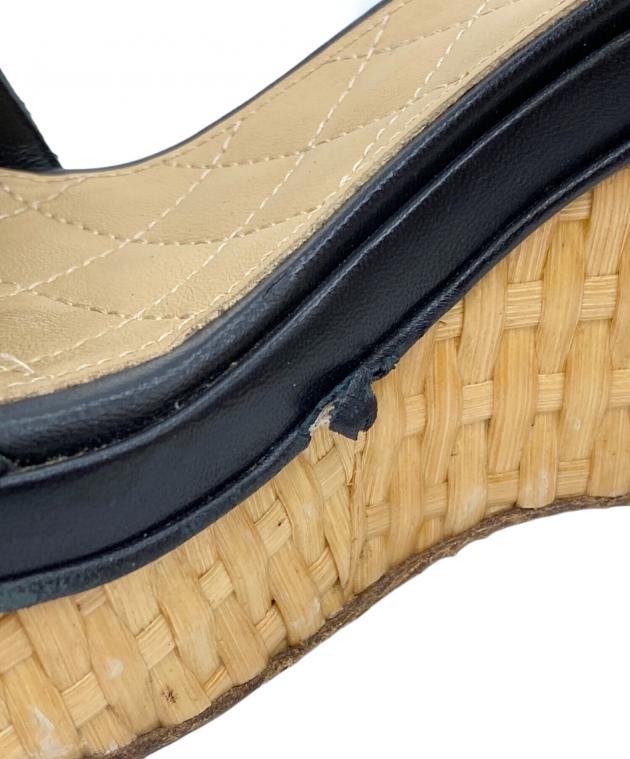 お値下げ　本物　正規品　CHANEL シャネル　ブラック ウェッジ　サンダル 中古・古着通販】CHANEL (シャネル) ウェッジソールサンダル ブラック