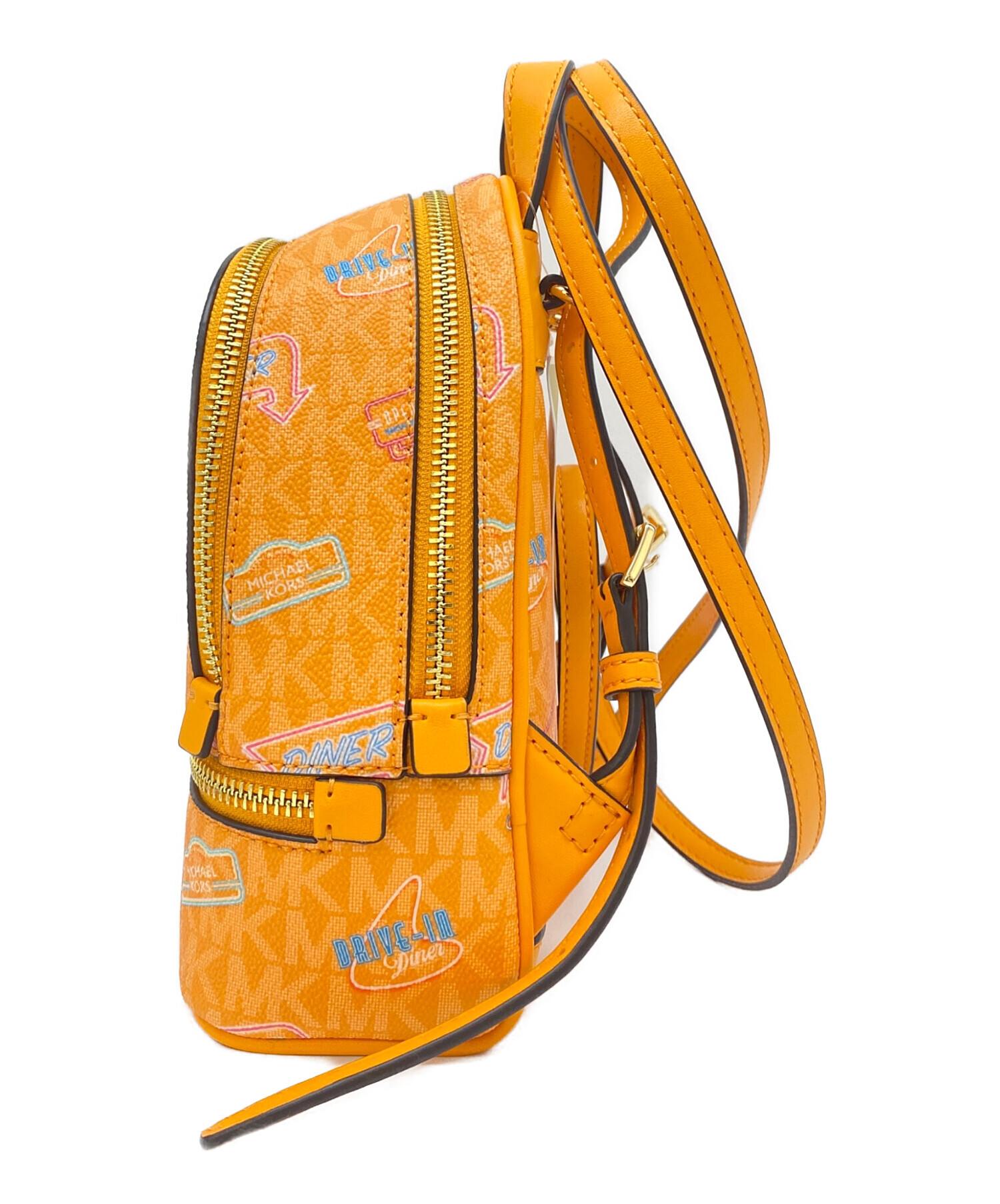 美品 マイケルコース リュック JAYCEE ミディアム バックパック オレンジ 中古・古着通販】MICHAEL KORS (マイケル・コース) リュック オレンジ