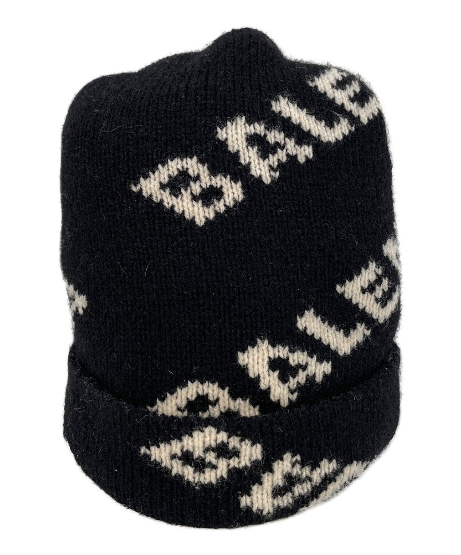 Balenciaga バレンシアガ ニット帽　モノグラム ビーニー 中古・古着通販】BALENCIAGA (バレンシアガ) ニット帽 ブラック