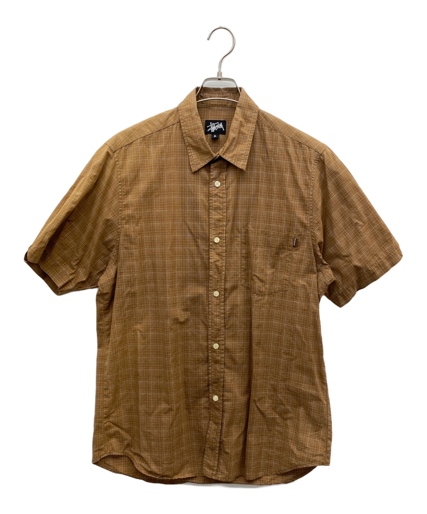 ステューシー 90s 総柄半袖シャツ 前開き M ブラウンベージュ 中古・古着通販】stussy (ステューシー) 半袖シャツ ブラウン サイズ