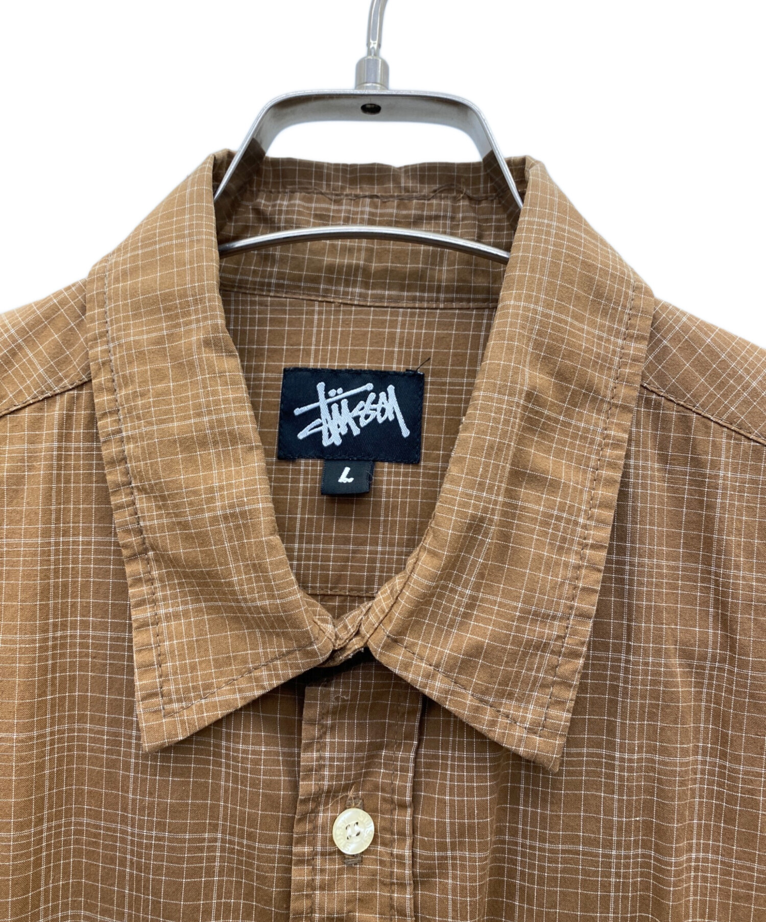 中古・古着通販】stussy (ステューシー) 半袖シャツ ブラウン サイズ