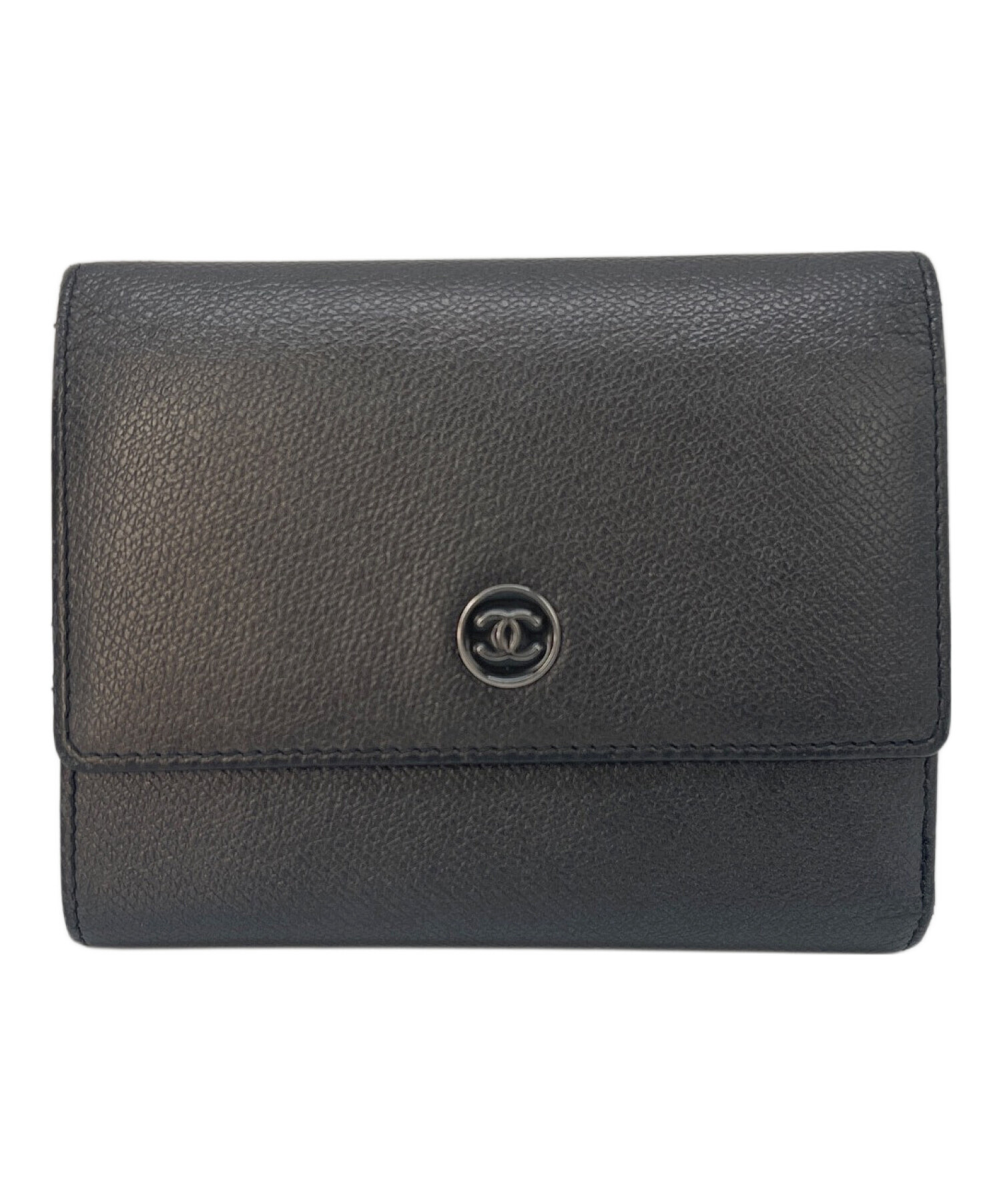 中古・古着通販】CHANEL (シャネル) 3つ折り財布 ブラック｜ブランド