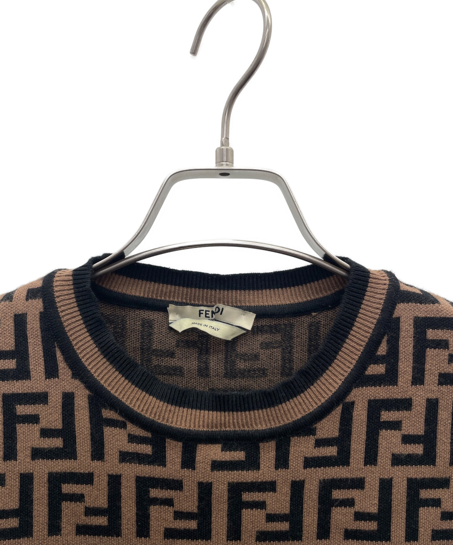 中古・古着通販】FENDI (フェンディ) 半袖ニット ブラウン×ブラック
