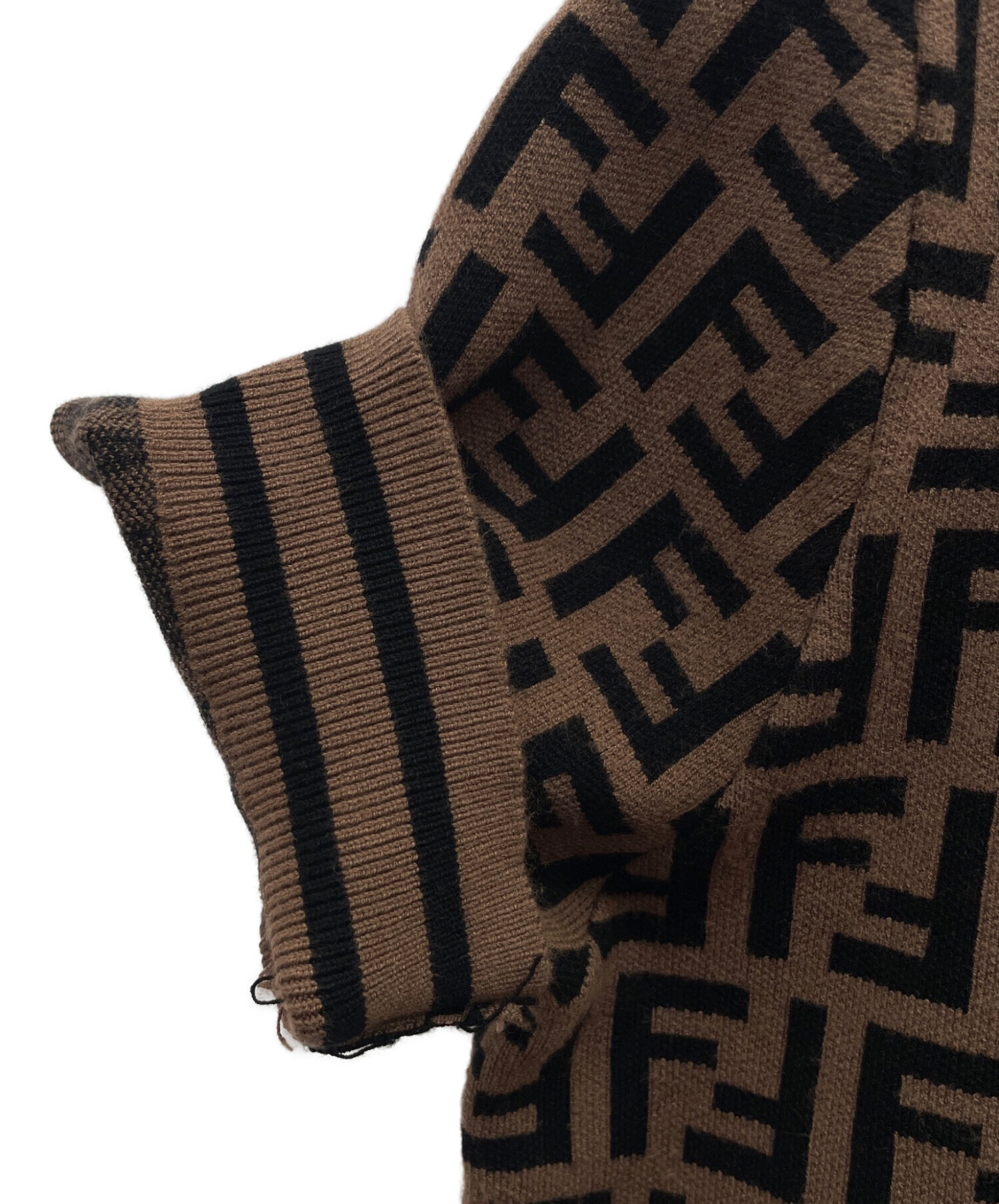 中古・古着通販】FENDI (フェンディ) 半袖ニット ブラウン×ブラック
