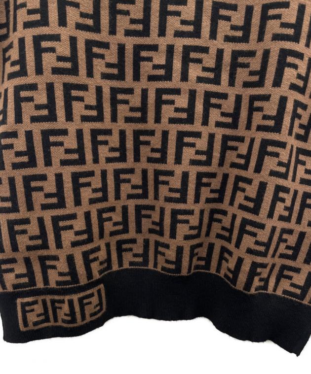 中古・古着通販】FENDI (フェンディ) 半袖ニット ブラウン×ブラック