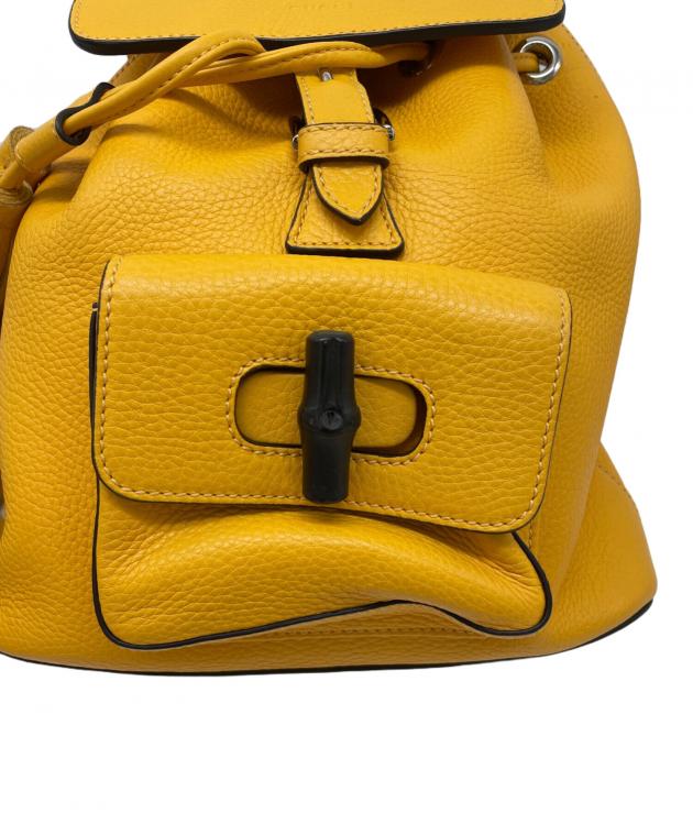 中古・古着通販】GUCCI (グッチ) レザーリュックサック イエロー