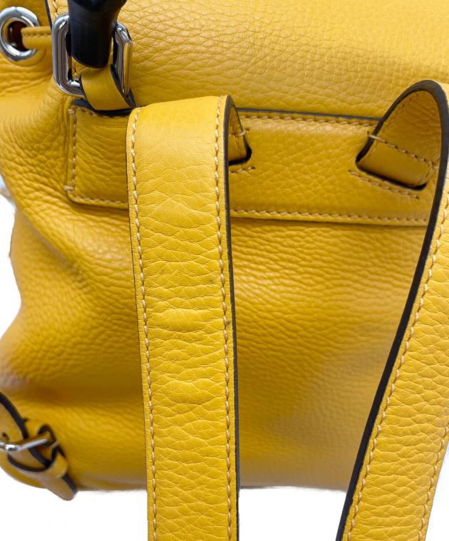 中古・古着通販】GUCCI (グッチ) レザーリュックサック イエロー