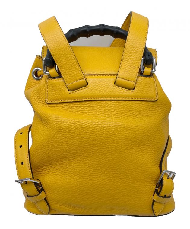 GUCCI イエロー レザー バックパック 中古・古着通販】GUCCI (グッチ) レザーリュックサック イエロー
