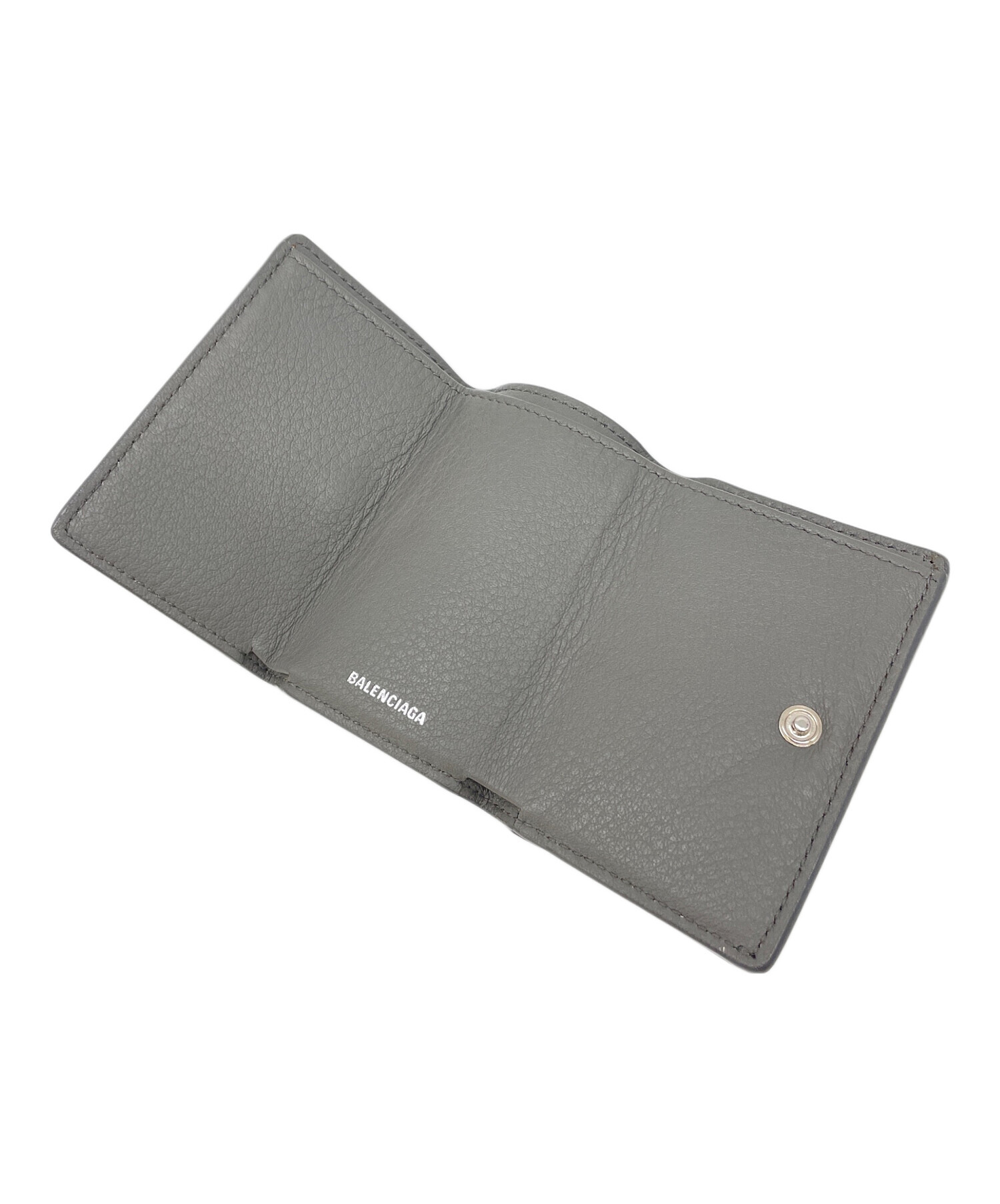 BALENCIAGA グレー レザー 三つ折り財布　美品 中古・古着通販】BALENCIAGA (バレンシアガ) 3つ折り財布 グレー