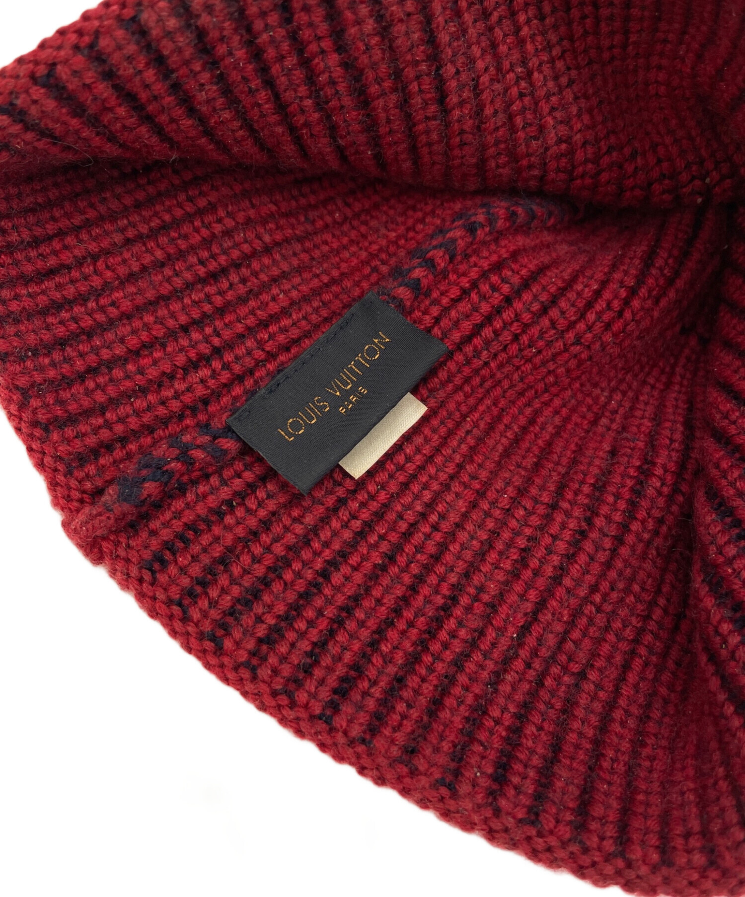 週末お値下げ中　レア　ルイヴィトン　ニット帽 中古・古着通販】LOUIS VUITTON (ルイ ヴィトン) ニット帽 レッド