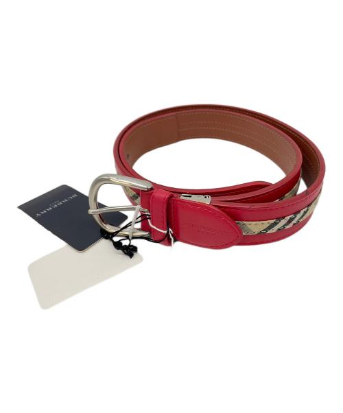 BURBERRY - ꧁ღ バーバリー BURBERRYS ゴルフ レザーベルト×グリーンフォーク 中古・古着通販】BURBERRY GOLF (バーバリーゴルフ) ベルト レッド