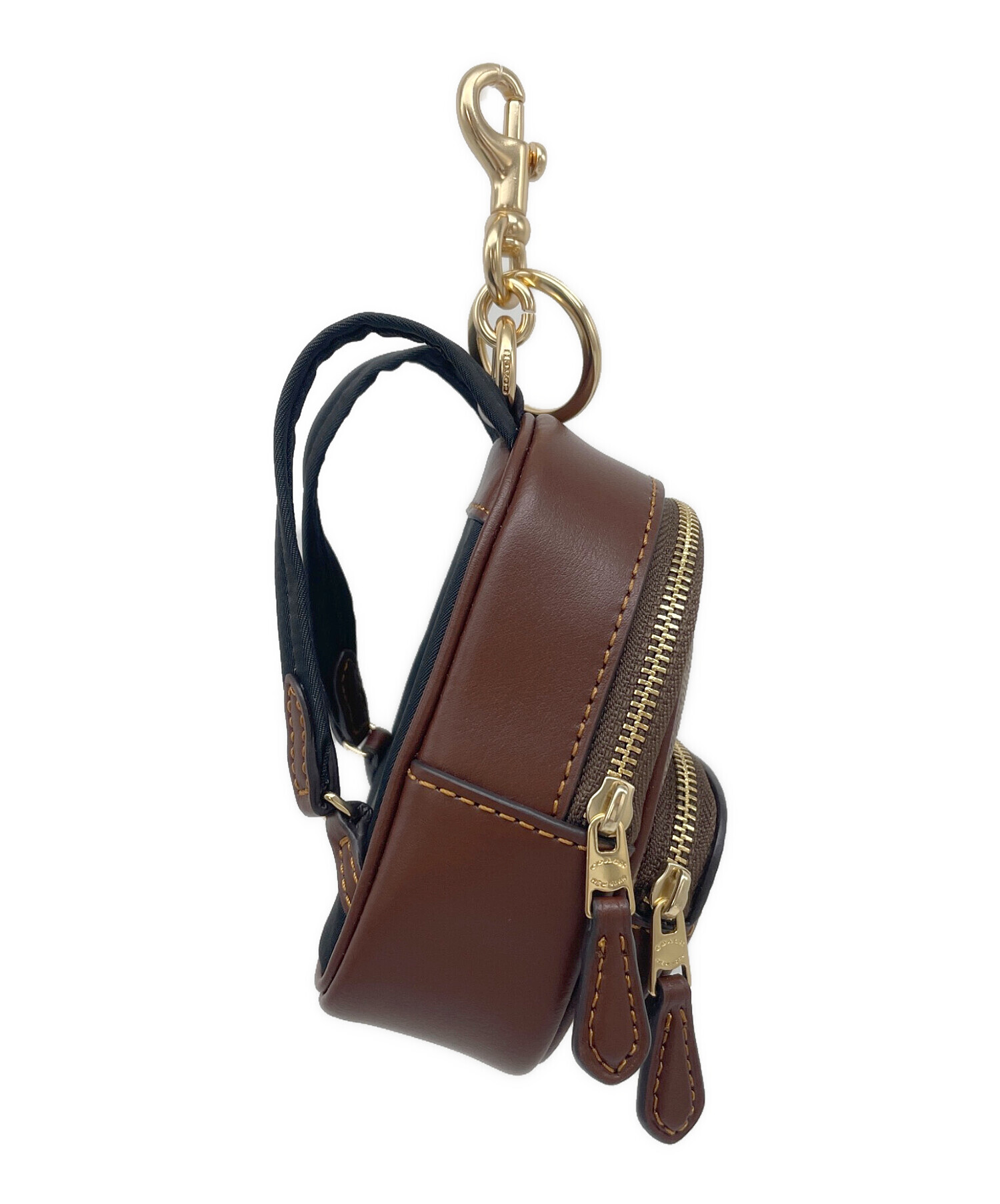 中古・古着通販】COACH (コーチ) チャームリュック ブラウン×ベージュ
