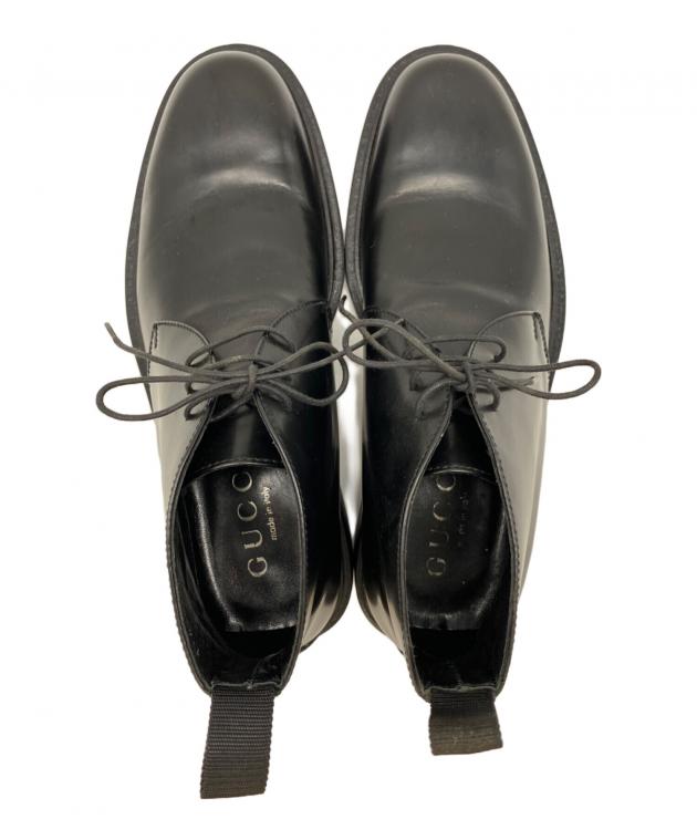 中古・古着通販】GUCCI (グッチ) チャッカーブーツ ブラック サイズ:7D