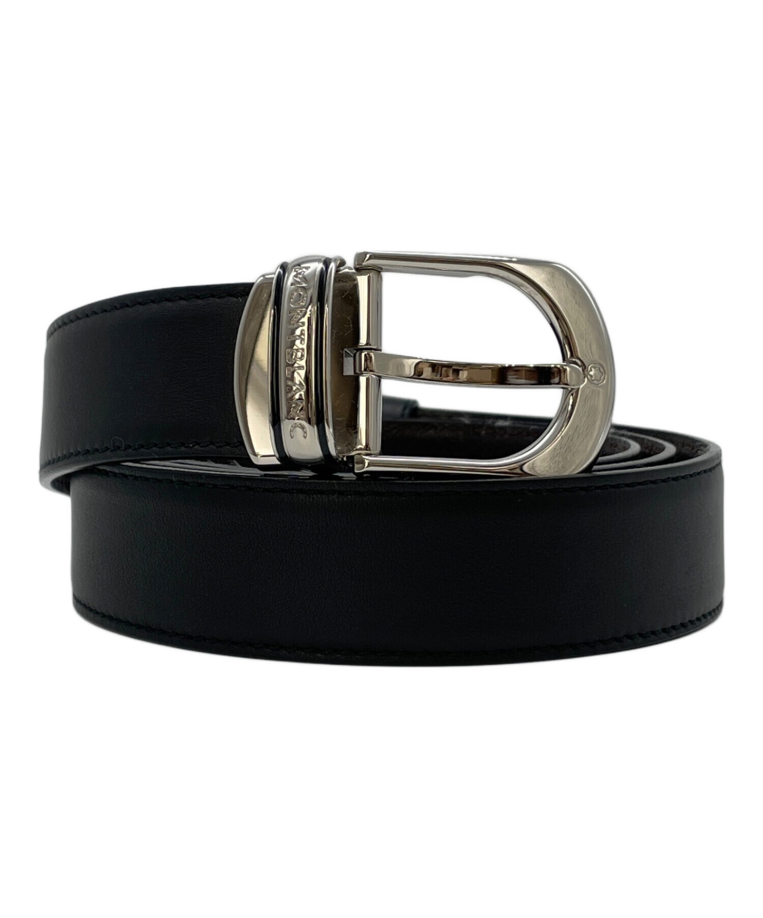 モンブラン MONTBLANC ブラックレザーベルト Dバックル付き 中古・古着通販】MONTBLANC (モンブラン) レザーベルト ブラック