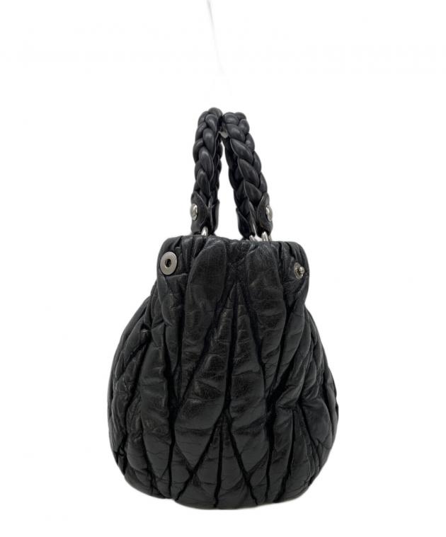 miu miu 2way ハンドバッグ ブラック 中古・古着通販】MIU MIU (ミュウミュウ) 2WAYバッグ ブラック