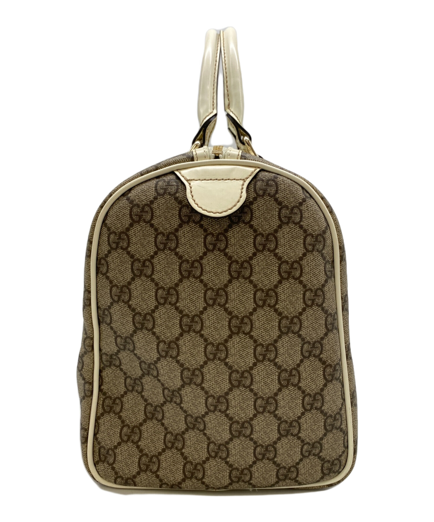 グッチ GGスプリーム ボストンバッグ ベージュ レザー ブラウン 中古・古着通販】GUCCI (グッチ) GGスプリームボストンバッグ ベージュ