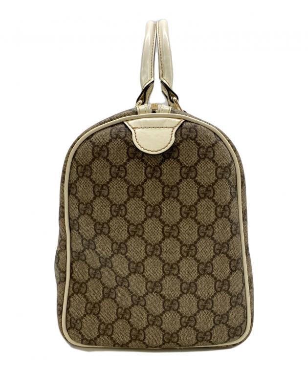 グッチ GGスプリーム ボストンバッグ ベージュ レザー ブラウン 中古・古着通販】GUCCI (グッチ) GGスプリームボストンバッグ ベージュ