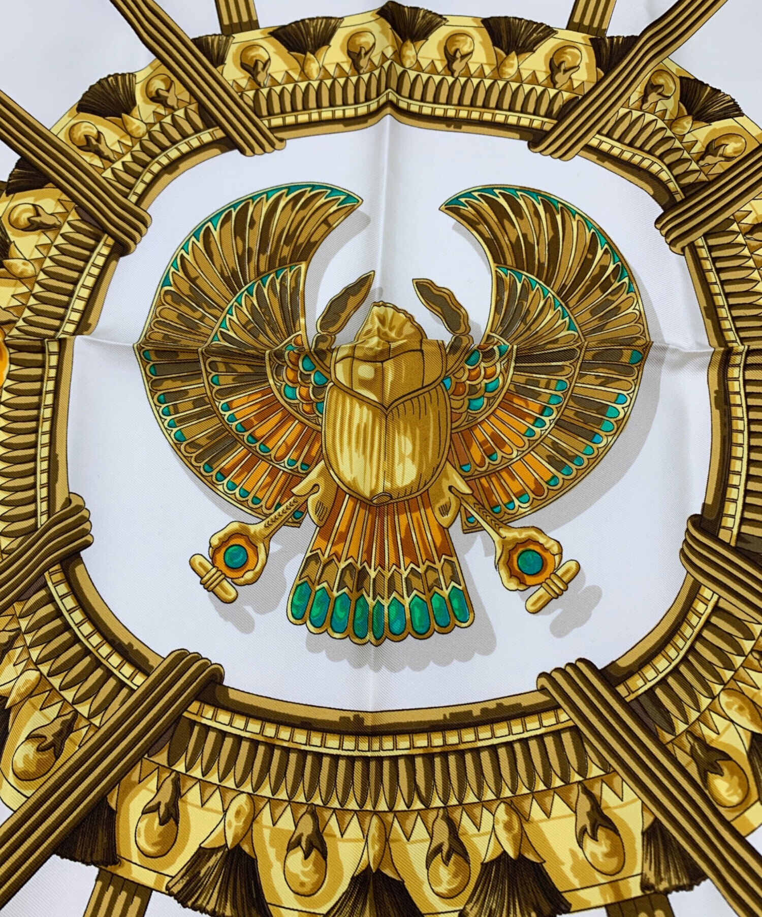 中古・古着通販】HERMES (エルメス) スカーフ グリーン×ゴールド