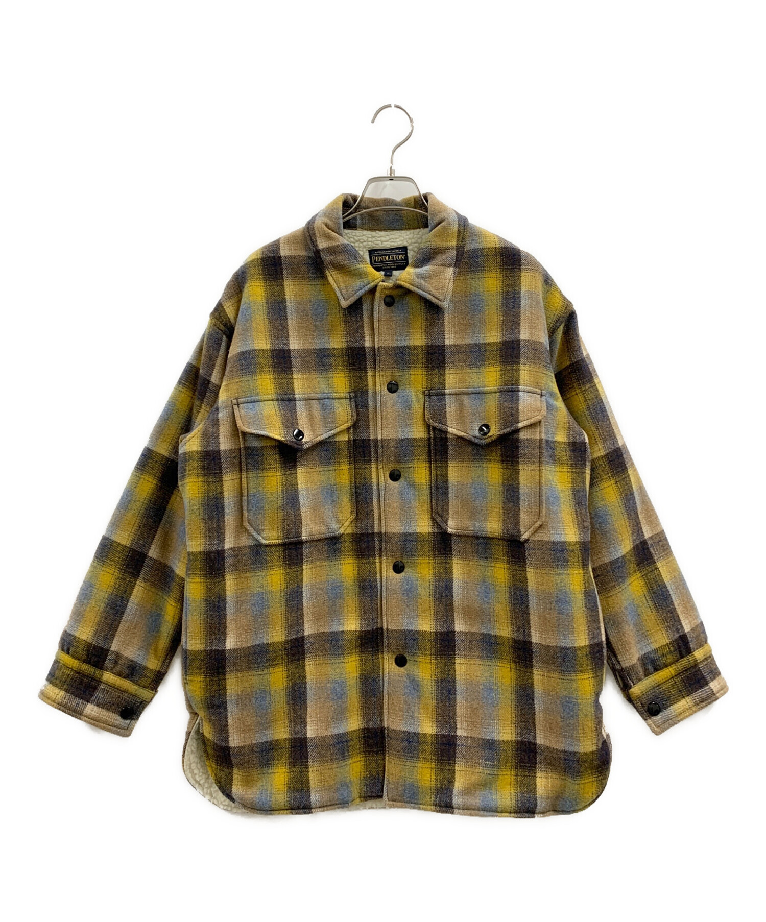 PENDLETON フランネルジャケット Mサイズ グレーとイエロー 中古・古着通販】PENDLETON (ペンドルトン) PENDLETON 裏ボア