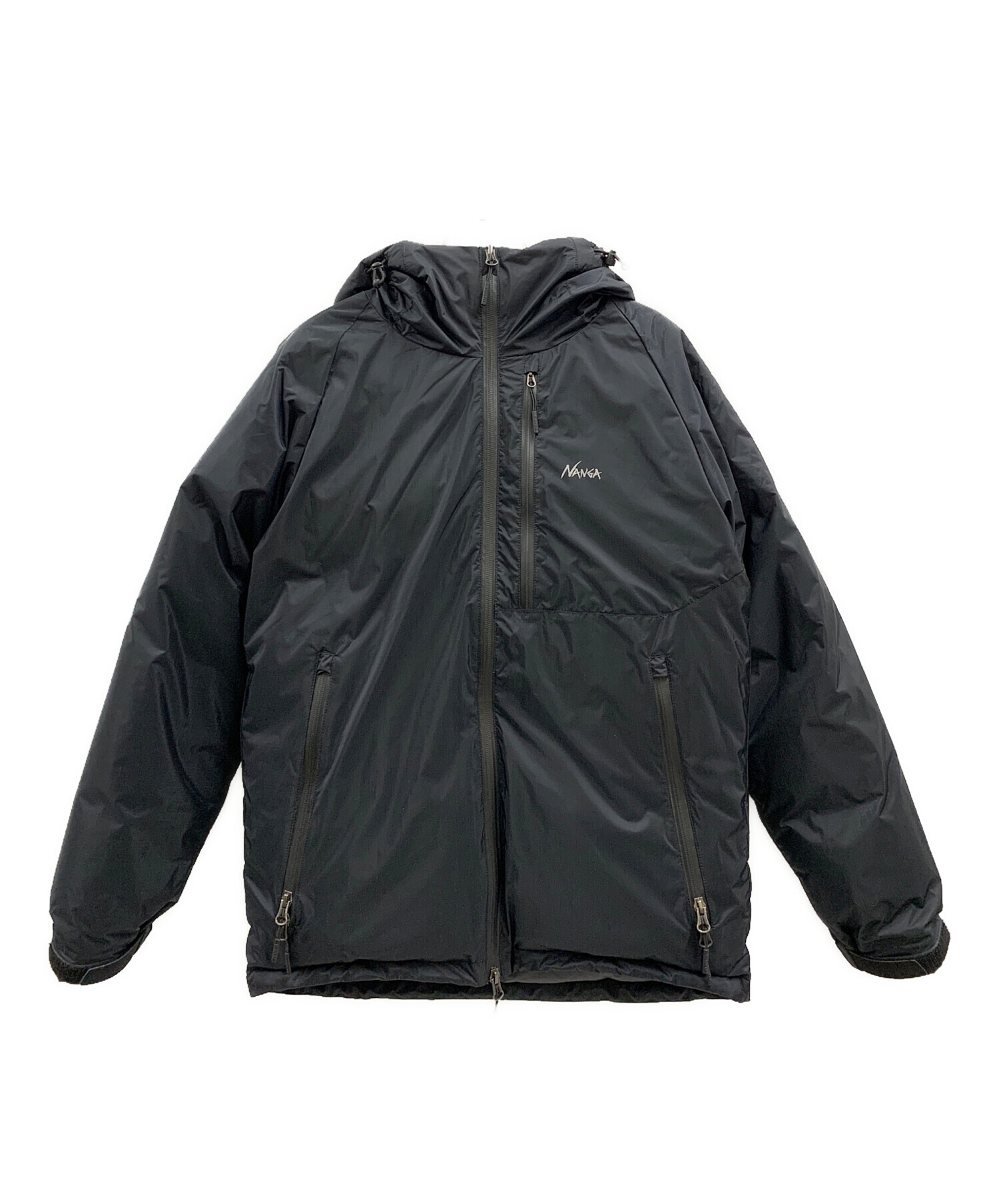 未使用級 NANGA オーロラ ダウン ジャケット 黒 S ロゴ チャック 日本