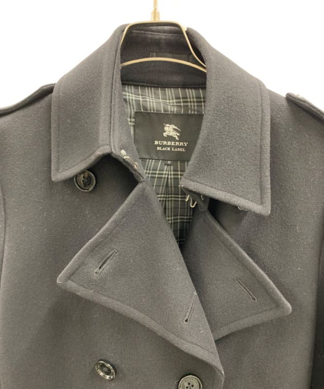 専用！BURBERRY BLACK LABEL ウール ダークグレー ピーコート 中古・古着通販】BURBERRY BLACK LABEL (バーバリーブラックレーベル