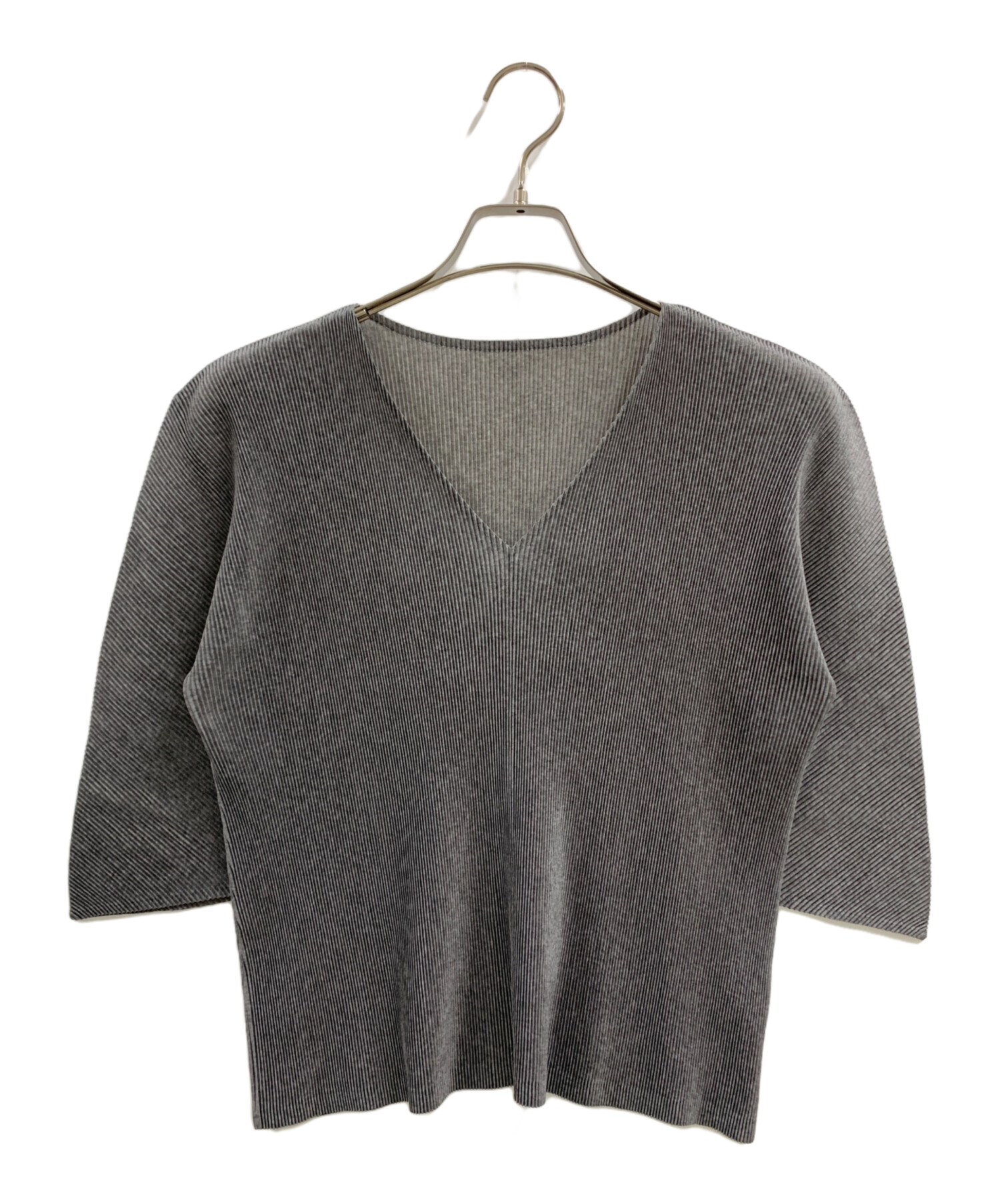 美品 PLEATS PLEASE ISSEY MIYAKE プリーツプリーズ イッセイミヤケ Vネックカットソー PP03-FK353 サイズ3 ゴールドカラー レディース 古着 中古 USED 中古・古着通販】PLEATS PLEASE ISSEY MIYAKE (プリーツプリーズ