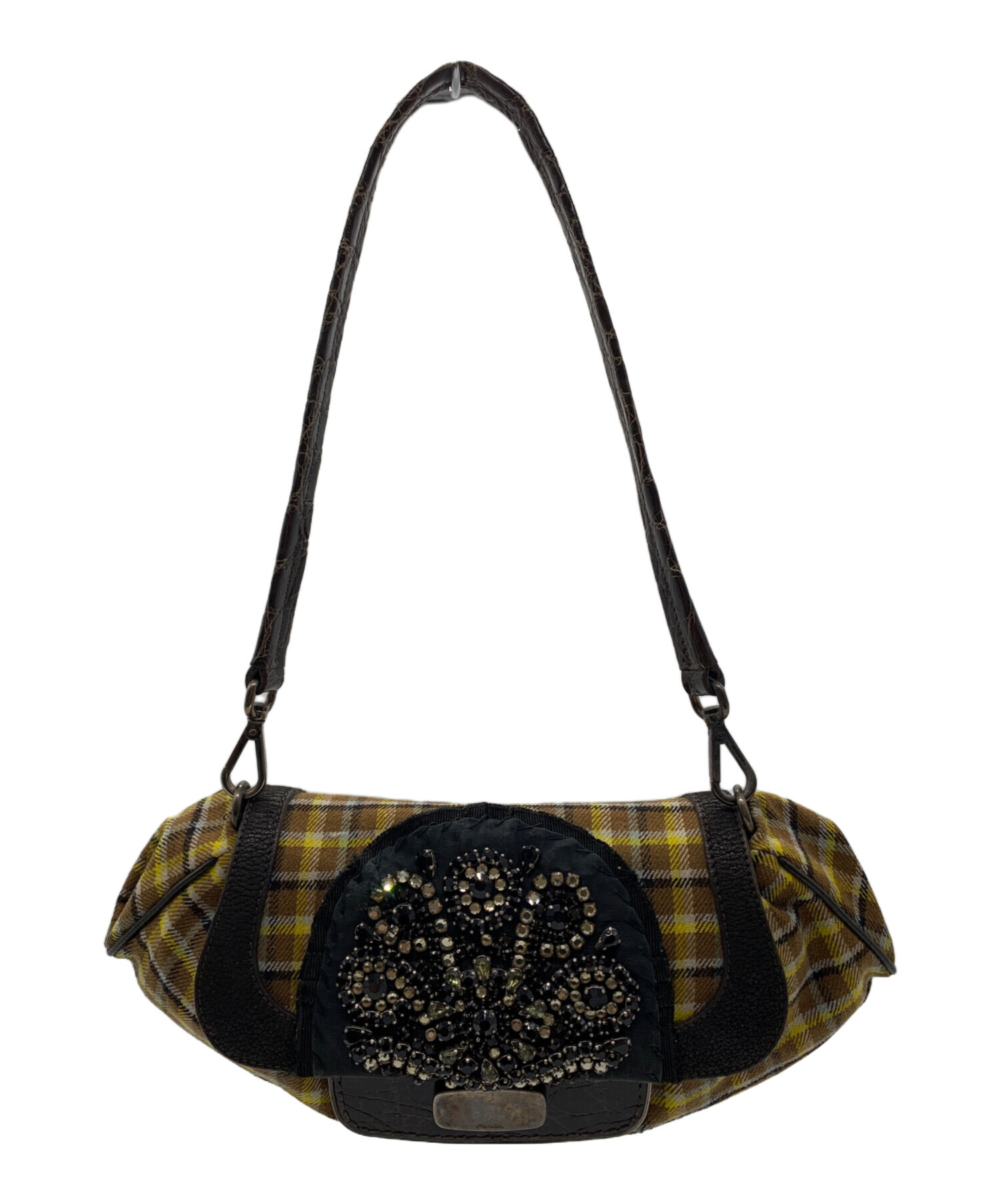 中古・古着通販】PRADA (プラダ) PRADA ビジューハンドバッグ イエロー 