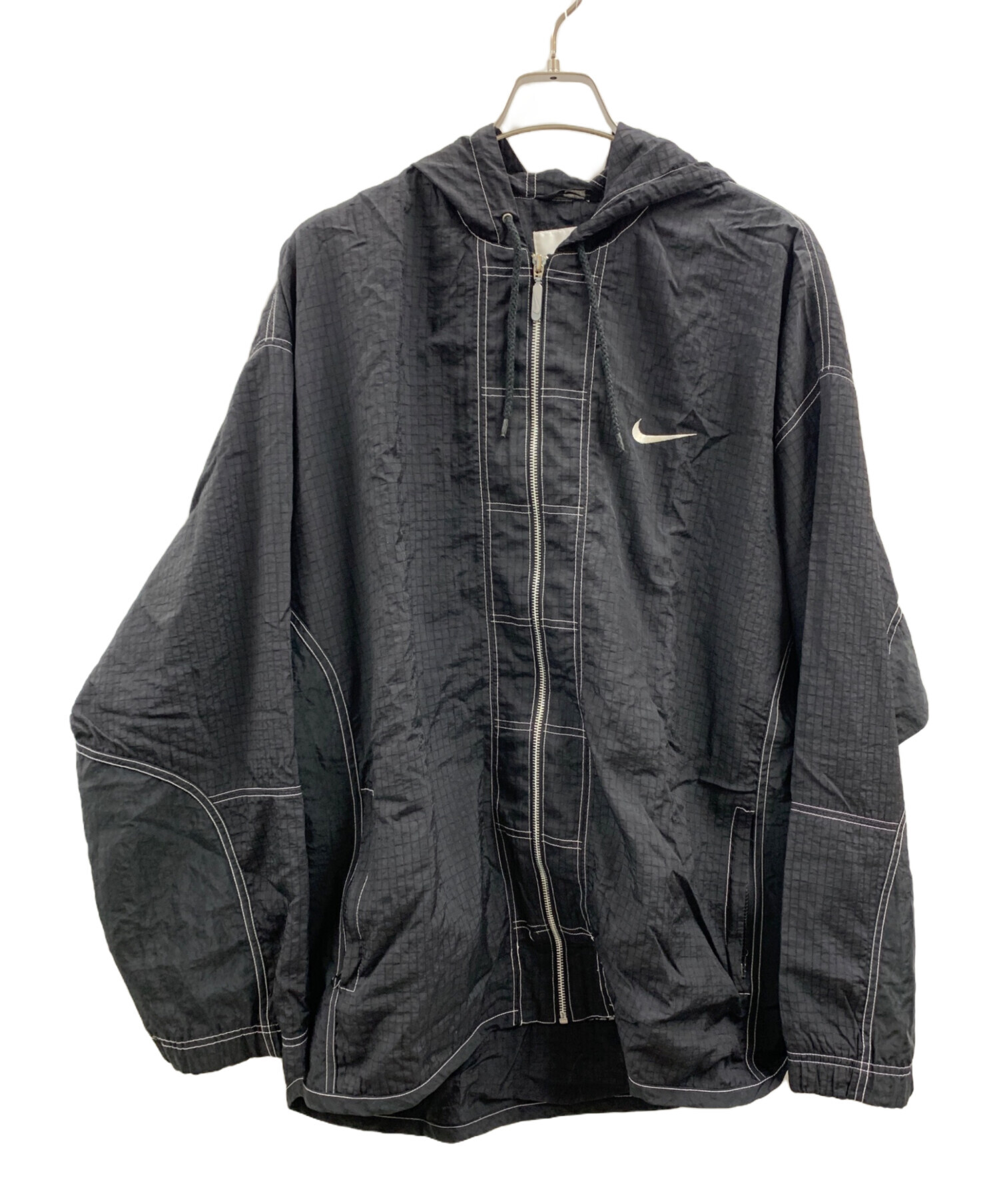 中古・古着通販】NIKE (ナイキ) ナイロンジャケット ブラック×ホワイト 