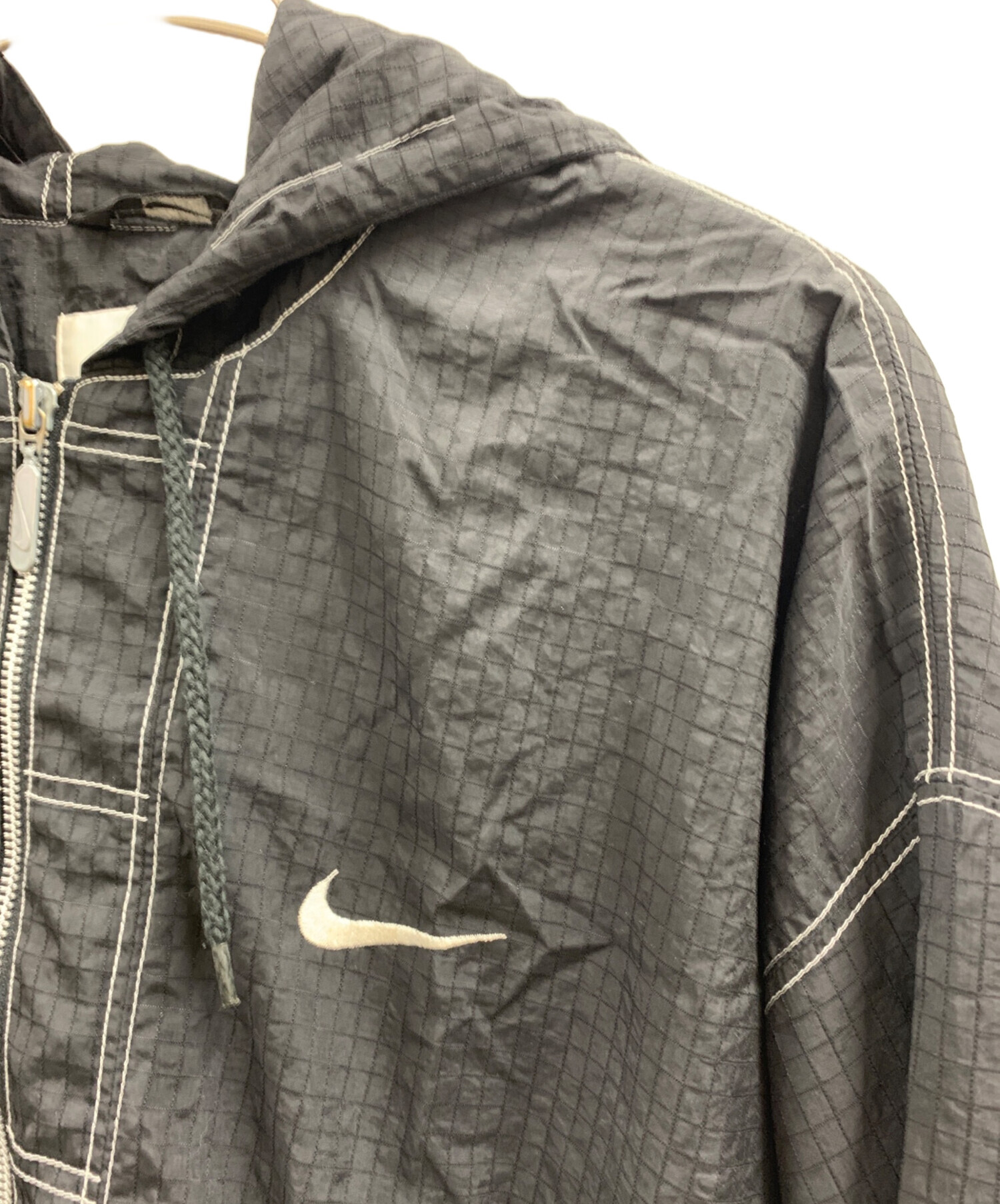 中古・古着通販】NIKE (ナイキ) ナイロンジャケット ブラック×ホワイト 