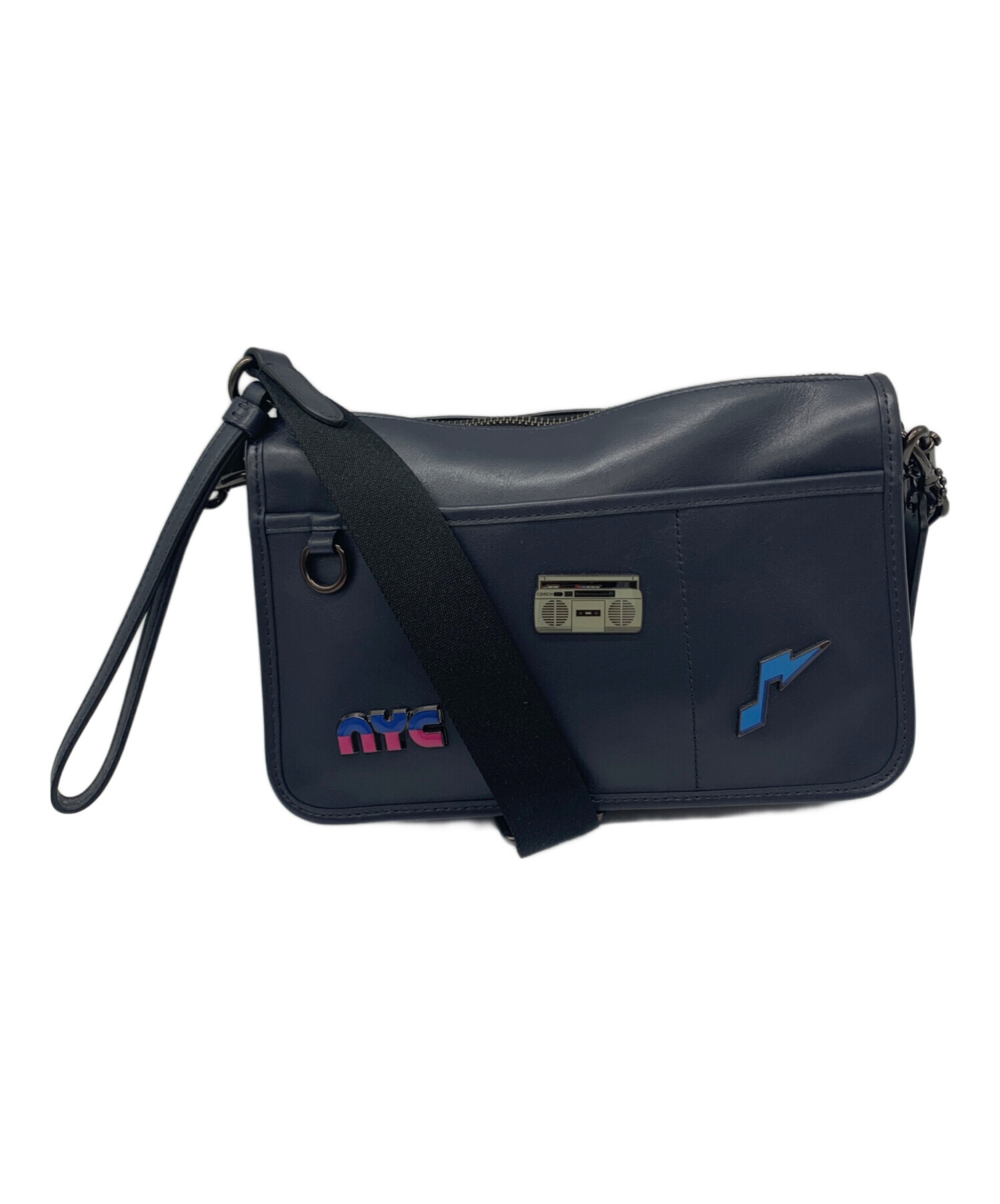 コーチ　ショルダーバッグ　ネイビー コーチ ショルダーバッグ ネイビー 紺 斜めがけ ドーム型