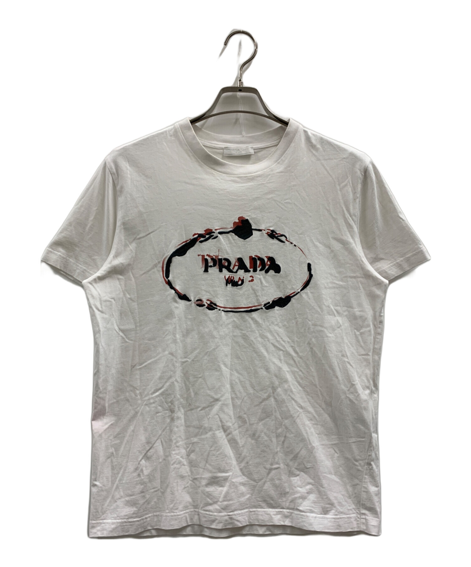 中古・古着通販】PRADA (プラダ) 半袖ロゴTシャツ ホワイト サイズ:2 