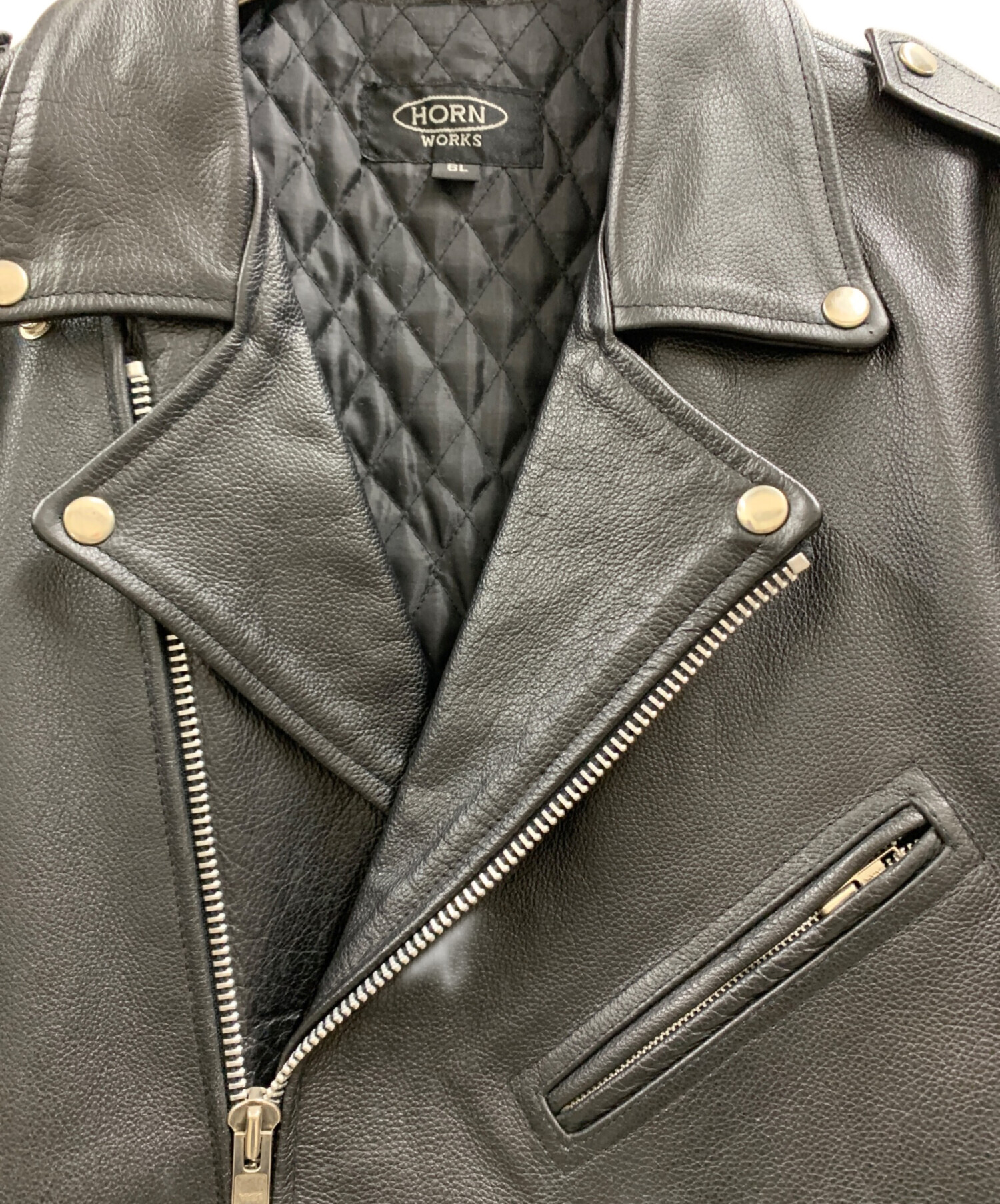 HORN WORKS　ホーンワークス ダブルライダースジャケット　特大 6L 特大 6L HORN WORKSホーンワークス ダブルライダース レザー大きい