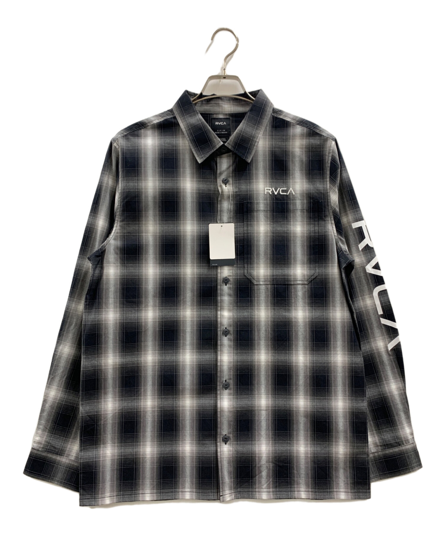 中古・古着通販】RVCA (ルーカ) 長袖シャツ ブラック×ホワイト サイズ 