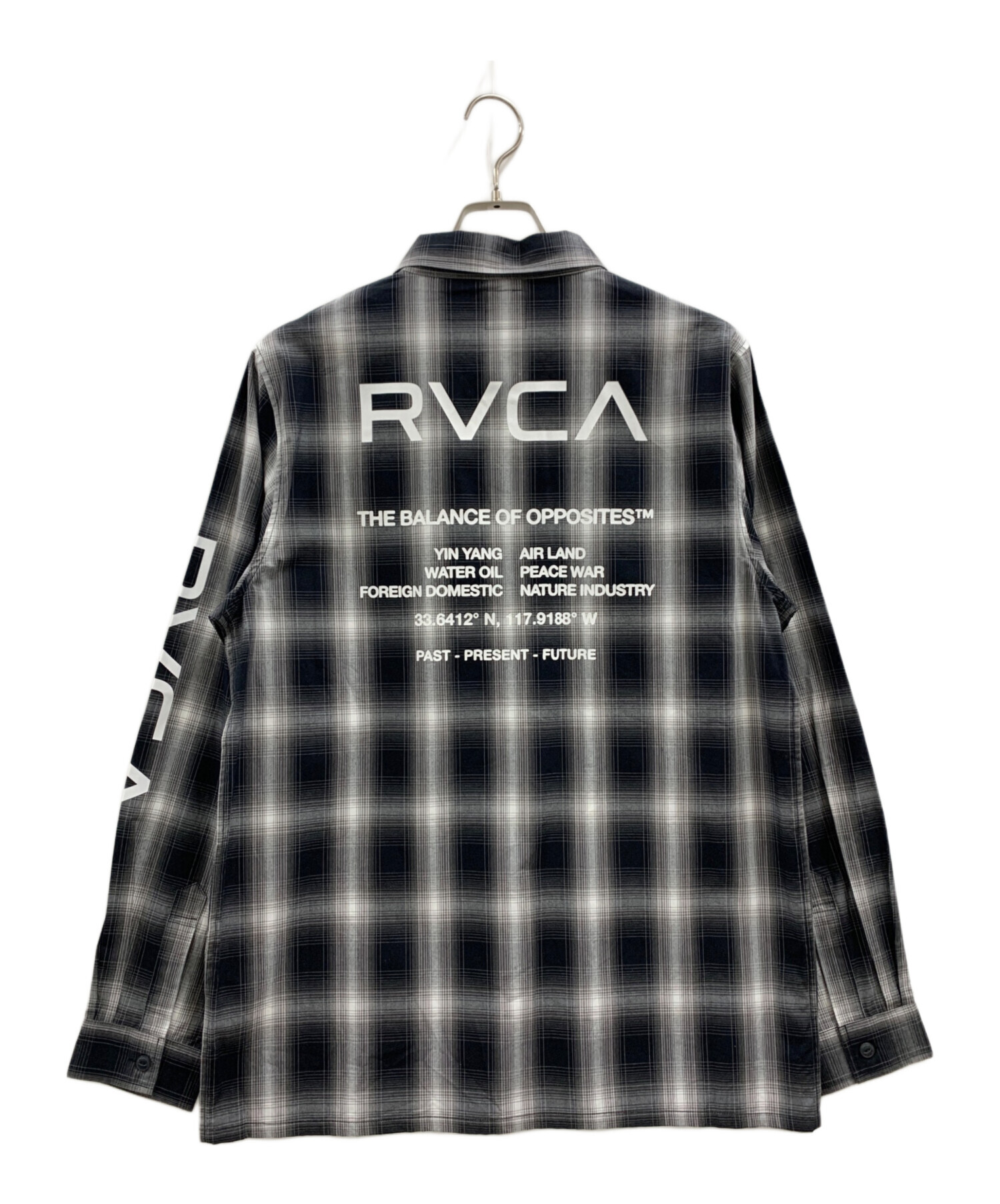 中古・古着通販】RVCA (ルーカ) 長袖シャツ ブラック×ホワイト サイズ 