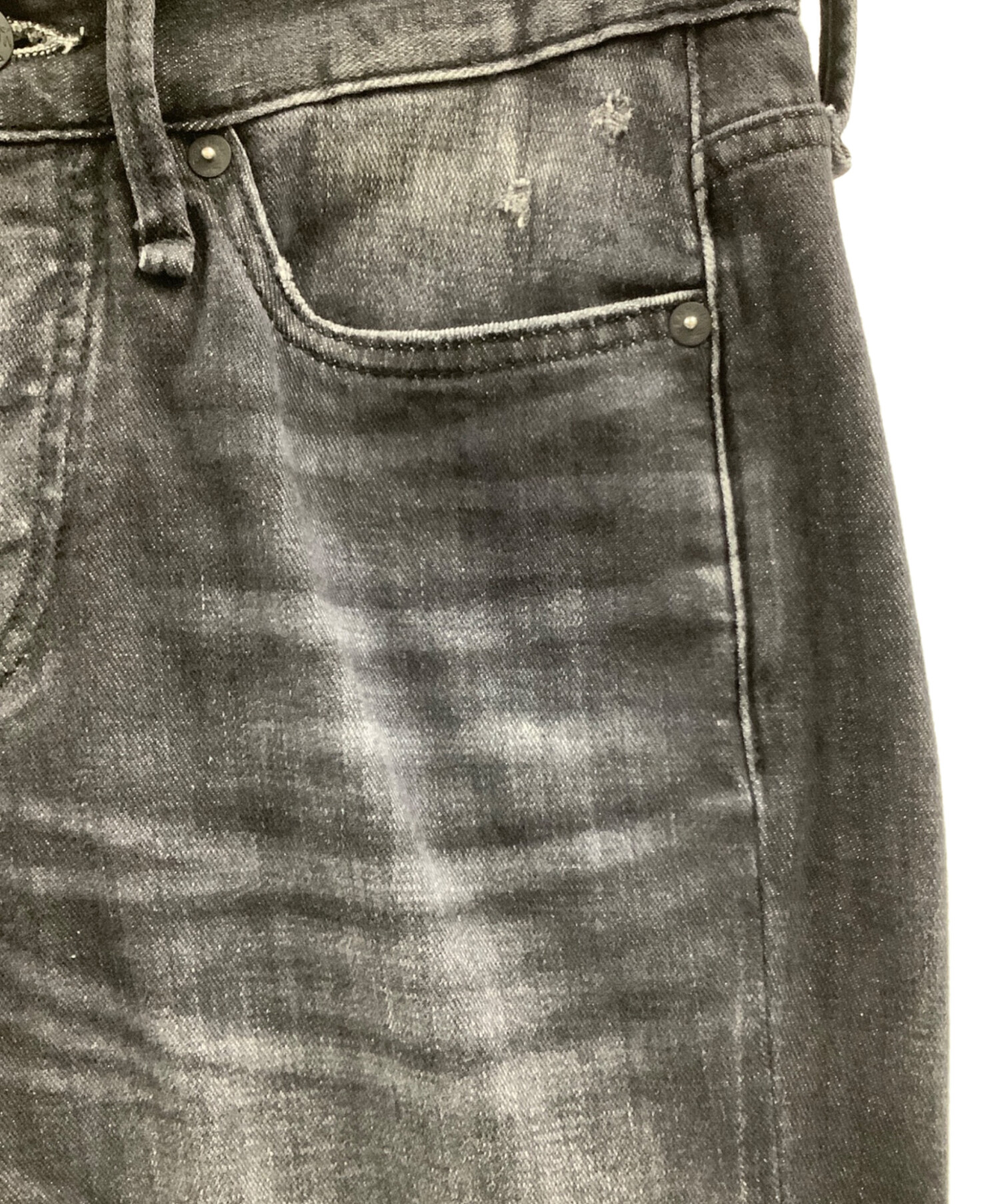 中古・古着通販】Denham (デンハム) ダメージ加工スキニーデニムパンツ 