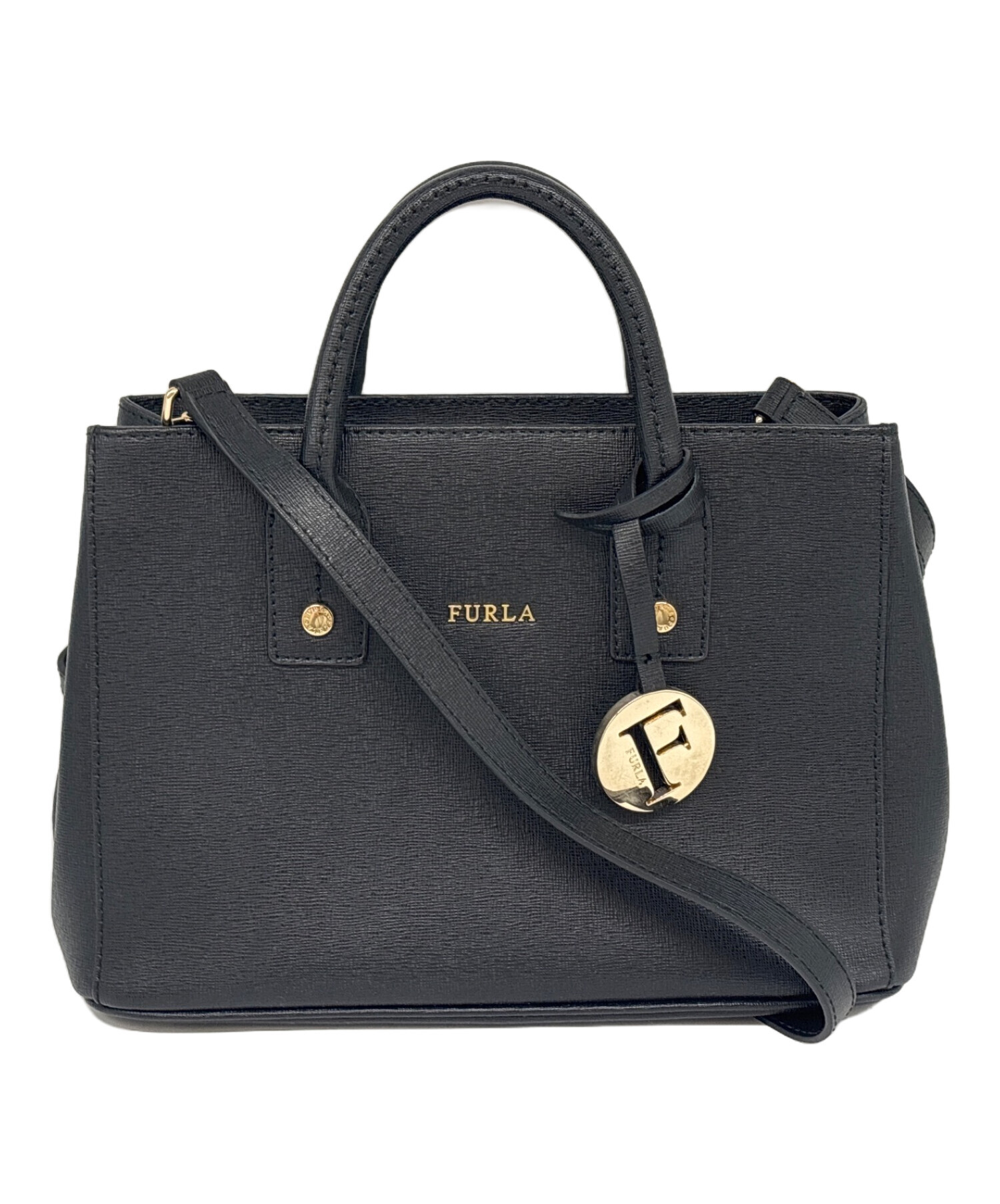 【新品未使用】　FURLA フルラ2way ハンドバッグ　ブラック 中古・古着通販】FURLA (フルラ) 2WAYバッグ ブラック｜ブランド・古着