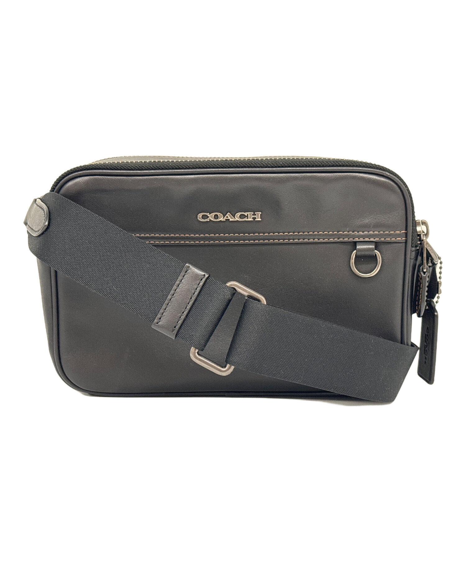 未使用級　コーチ ショルダーバッグ グラハム レザー　ブラック 中古・古着通販】COACH (コーチ) ショルダーバッグ ブラック｜ブランド