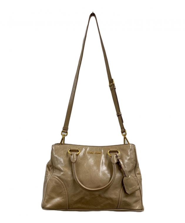 Miu Miu ベージュ ハンドバッグ 中古・古着通販】MIU MIU (ミュウミュウ) MIU MIU 2WAYハンドバッグ