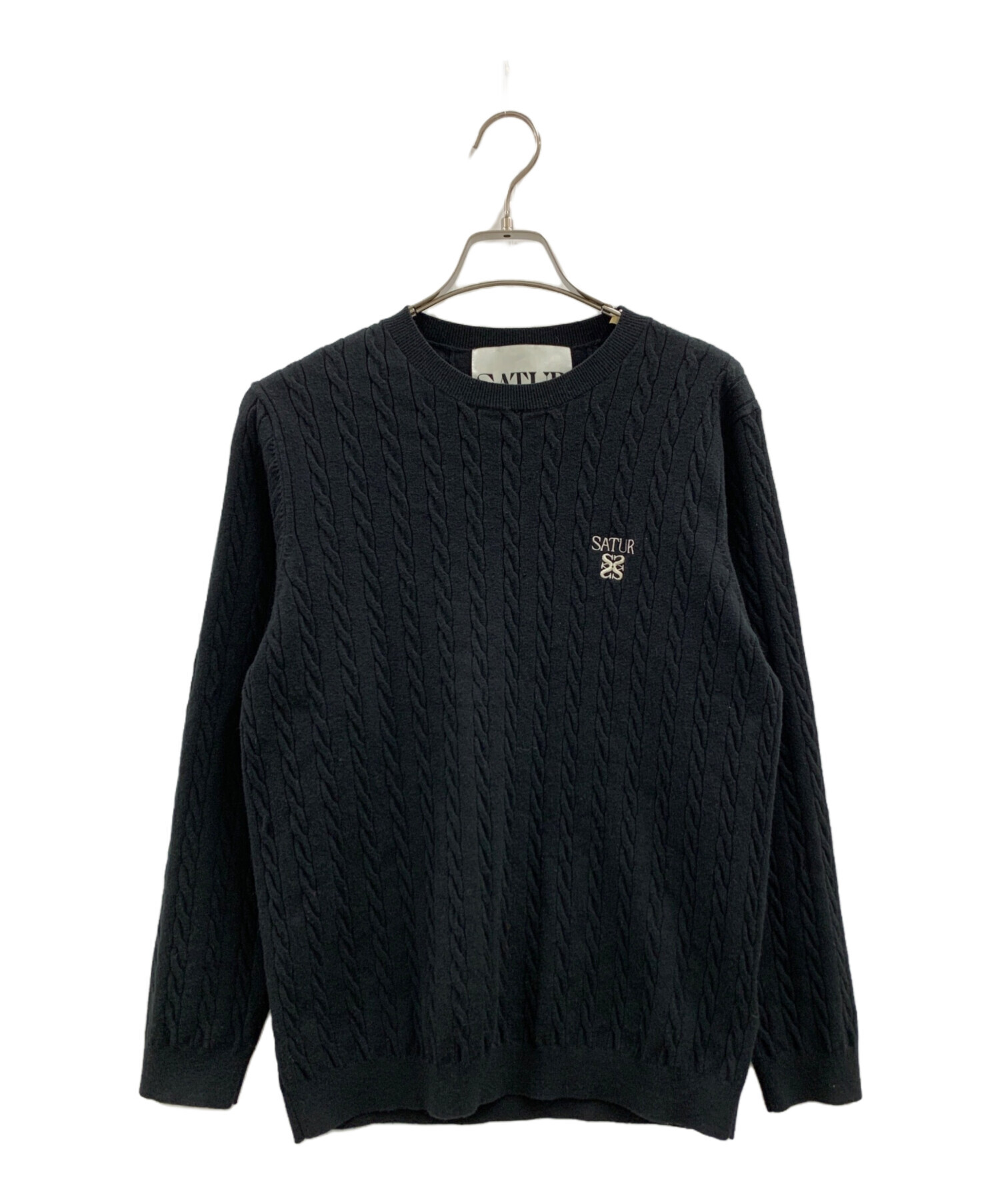 SATUR セター ニット・セーター M 黒 【古着】【中古】【送料無料】 中古・古着通販】SATUR (セター) SATUR 薄手ニット ブラック サイズ:S