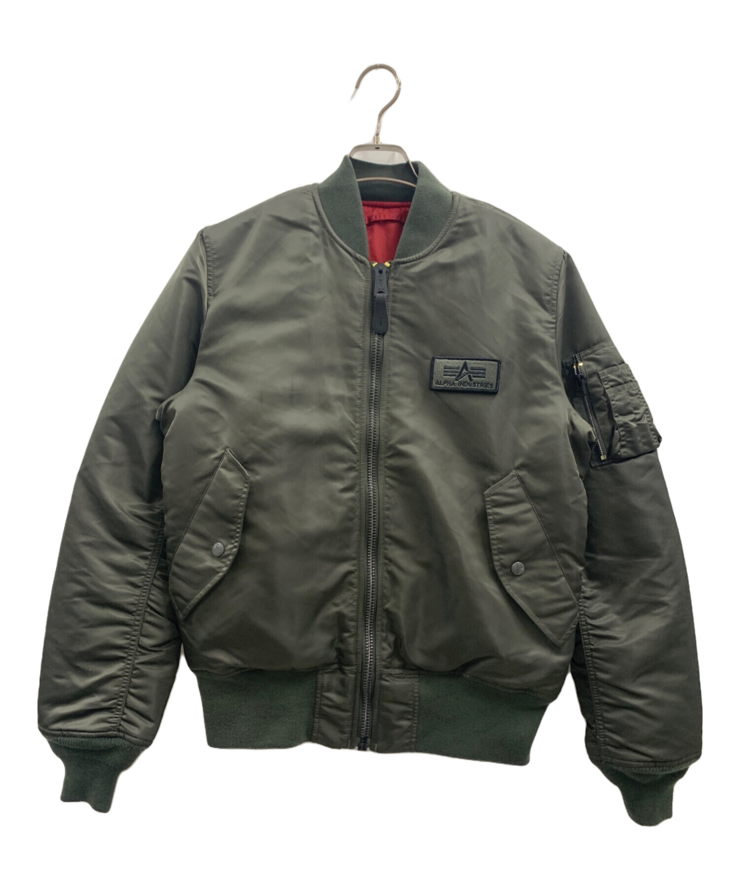 中古・古着通販】ALPHA (アルファ) MA-1ジャケット カーキ×レッド