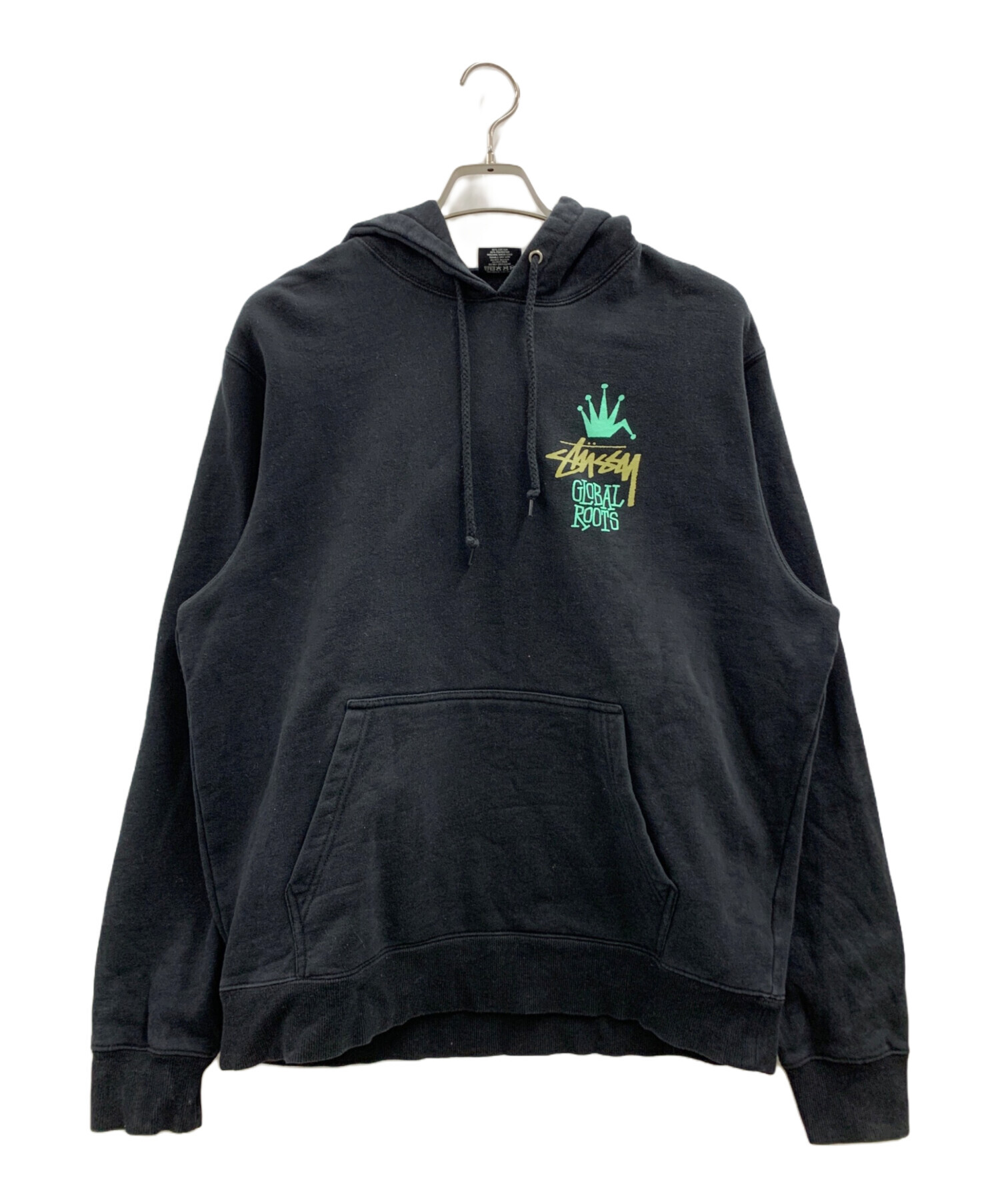 STUSSY LARGE クラウンプリント ブラックパーカー 24SS新作】stussy CROWN INTERNATIONAL HOODIE (STUSSY/パーカー